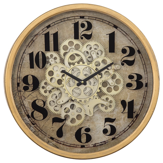 Yosemite Home Decor Gold Round Gear Clock - Industrial Style Metal