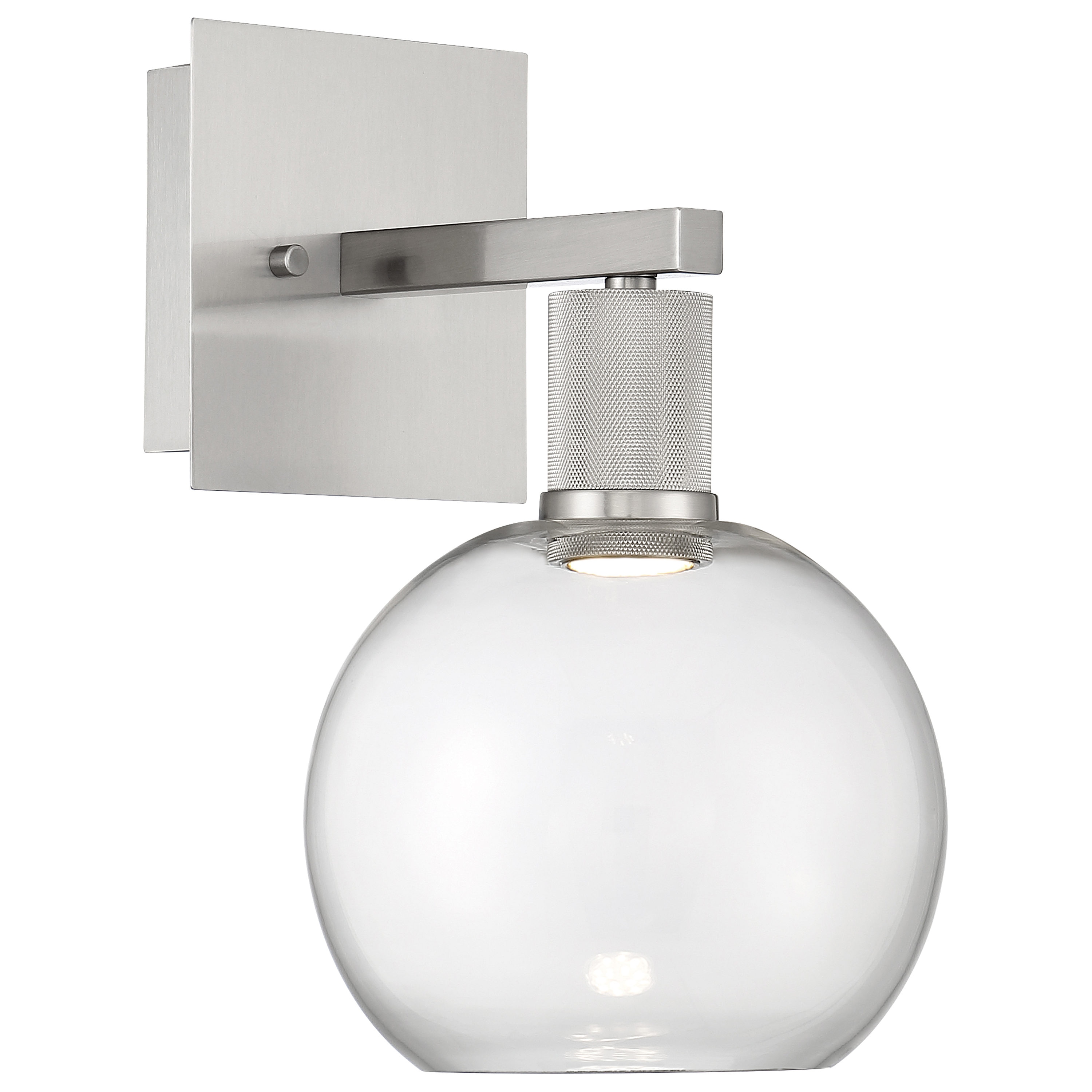 Access Lighting 63145LEDD-BS/CLR Port Nine Burgundy LED Wall Sconce - Brushed Steel - Clear Glass - Dedicated LED