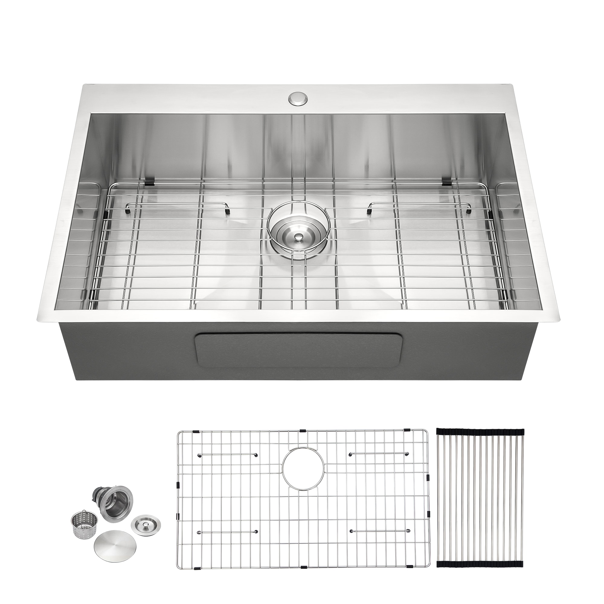 Lirago 33 x 22 x 9 inch Kitchen Sink Drop in 16 Gauge Stainless Steel 33 in Single Bowl Topmount Kitchen Sink Basin #FXL20607-606F38