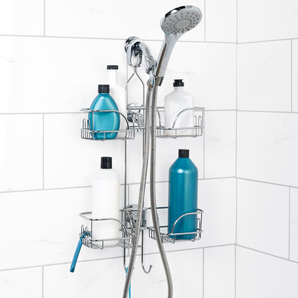 Zenna Home Chrome Steel 2-Shelf Hanging Shower Caddy 13.6-in x