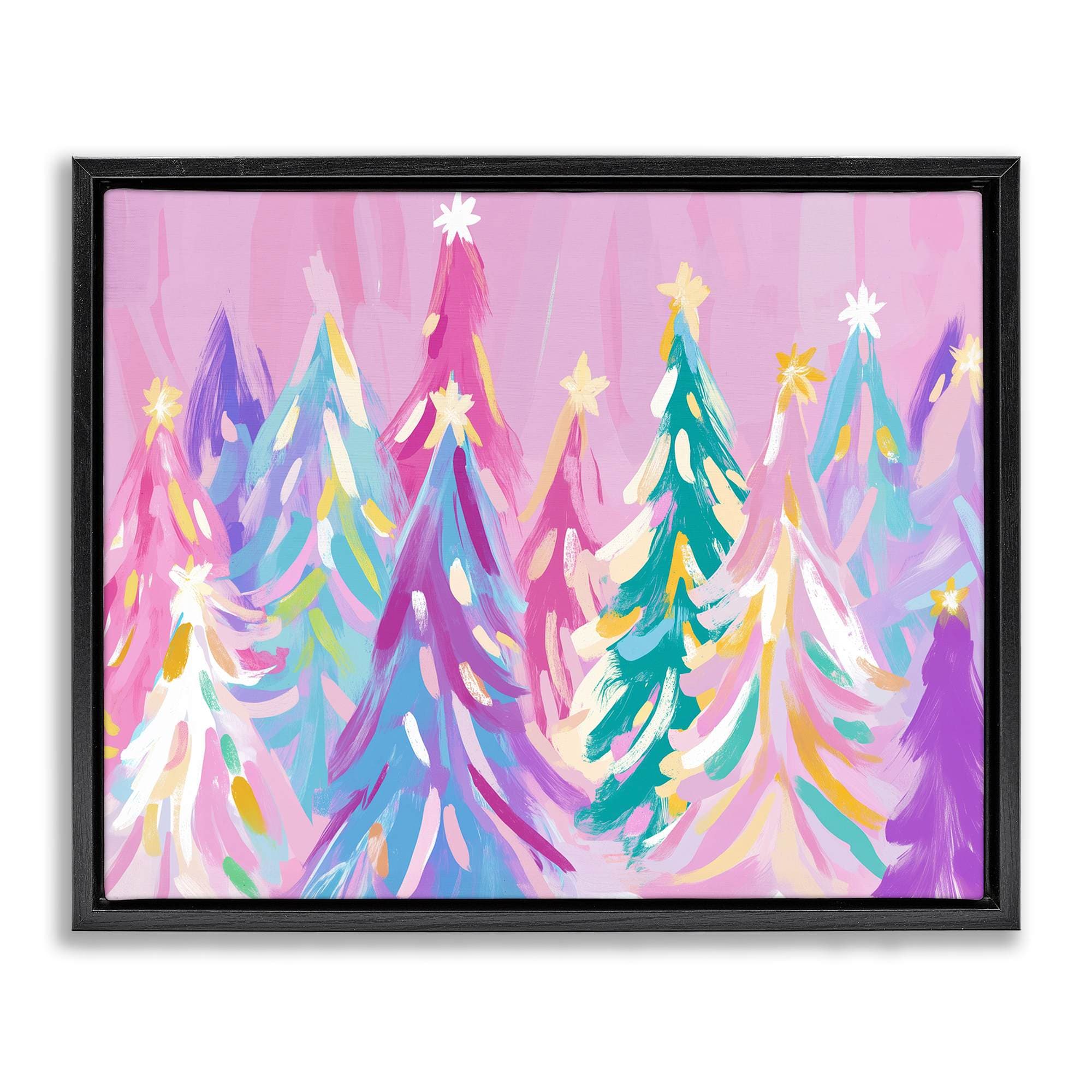 Stupell Industries BT-921-FFB-16X20 Pastel Christmas Trees Abstraction Floating Frame design by Arlington Prints