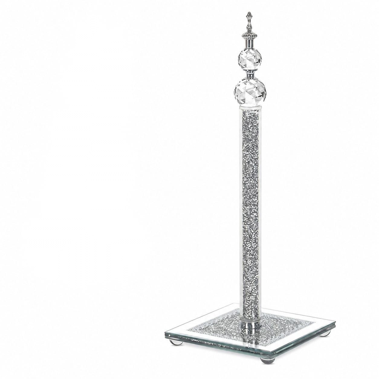 Aoibox  Crystal Paper Towel Holder with Weighted Base Bling Silver Vertical Design for Kitchen and Bathroom Countertops