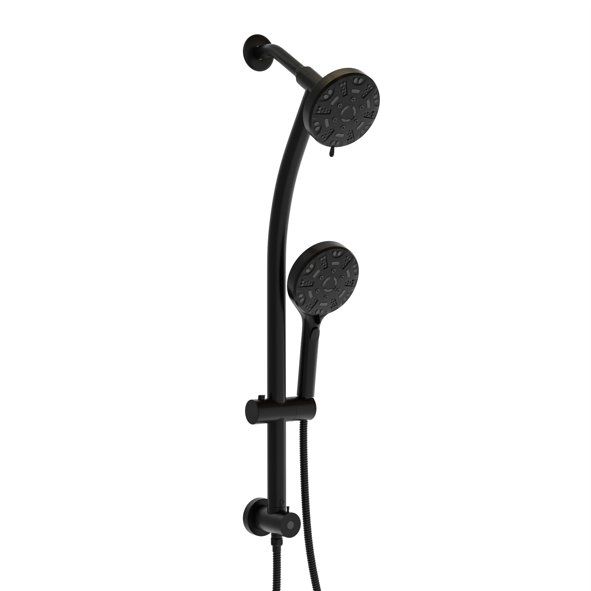 Clihome CL-007MB-SL Multi Function Dual Shower Head Matte Black 4.7-in Dual Head Built-In Shower Faucet System with 2-way Diverter