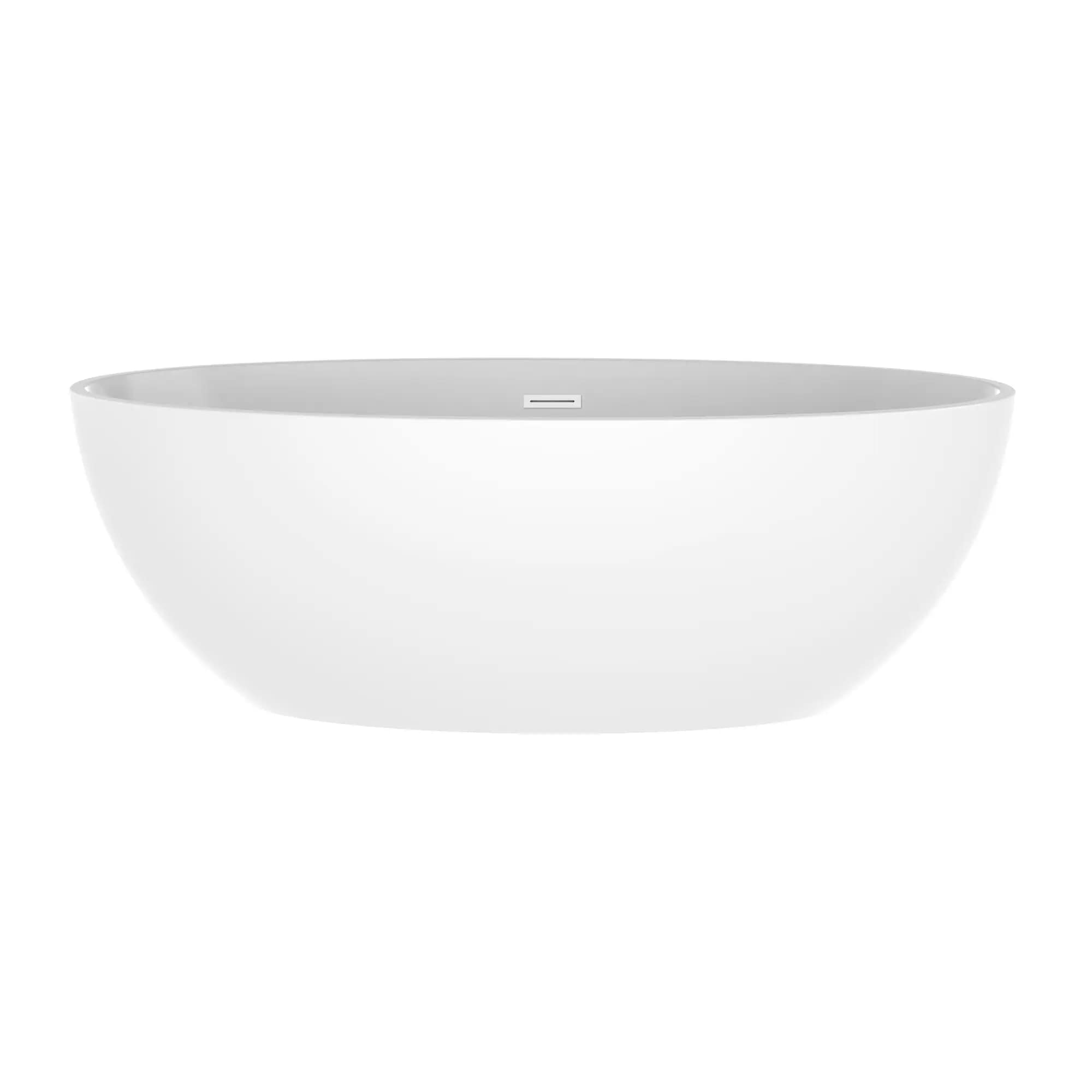 Vanity Art 39.8-in x 69-in Pure White Acrylic Oval Freestanding Soaking Bathtub ( Center Drain )
