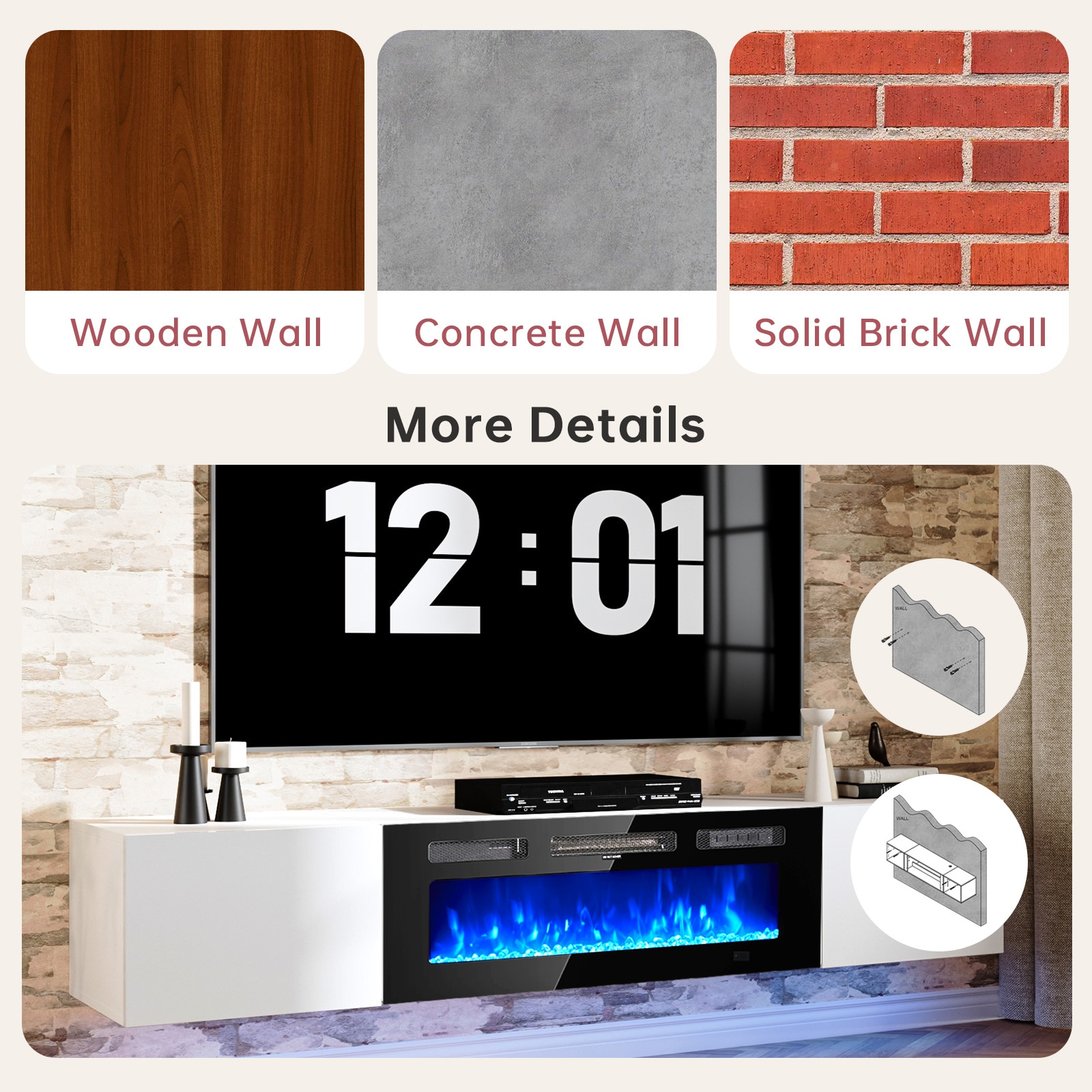 AOXUN AX-30270W Electric-Fireplaces - View #8