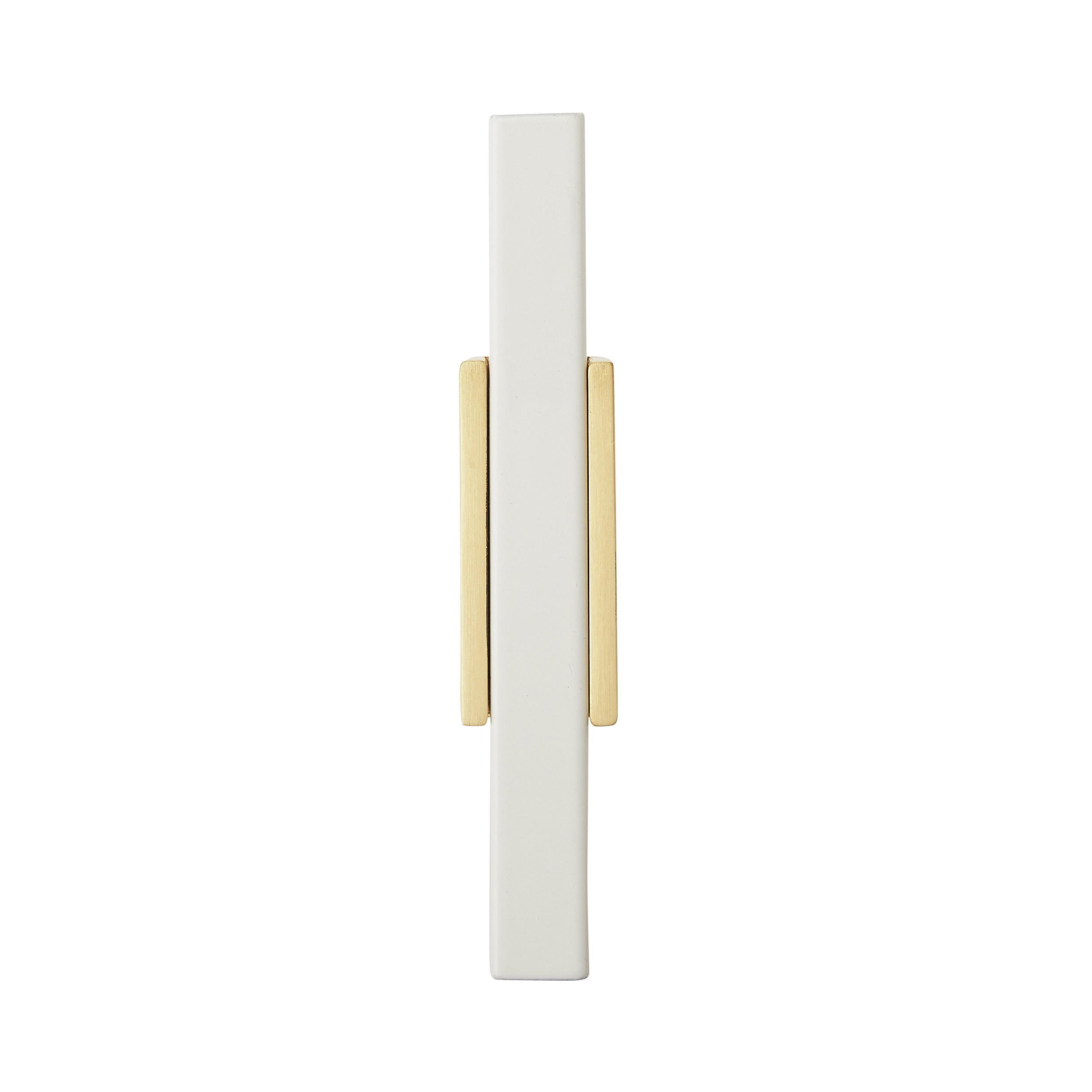 Brushed Gold and White T-Handle Cabinet Knob