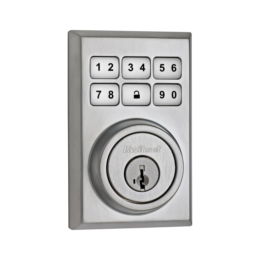 Kwikset 909 CNT 26D SMT CP Contemporary SmartCode Satin Chrome Single Cylinder Smartkey Electronic Deadbolt Lighted Keypad