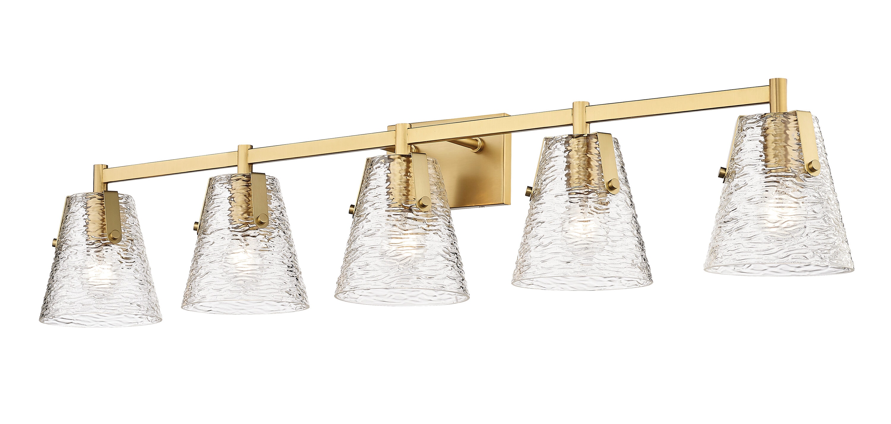 Analia Modern Gold 5-Light Vanity with Clear Ribbed Glass Shades