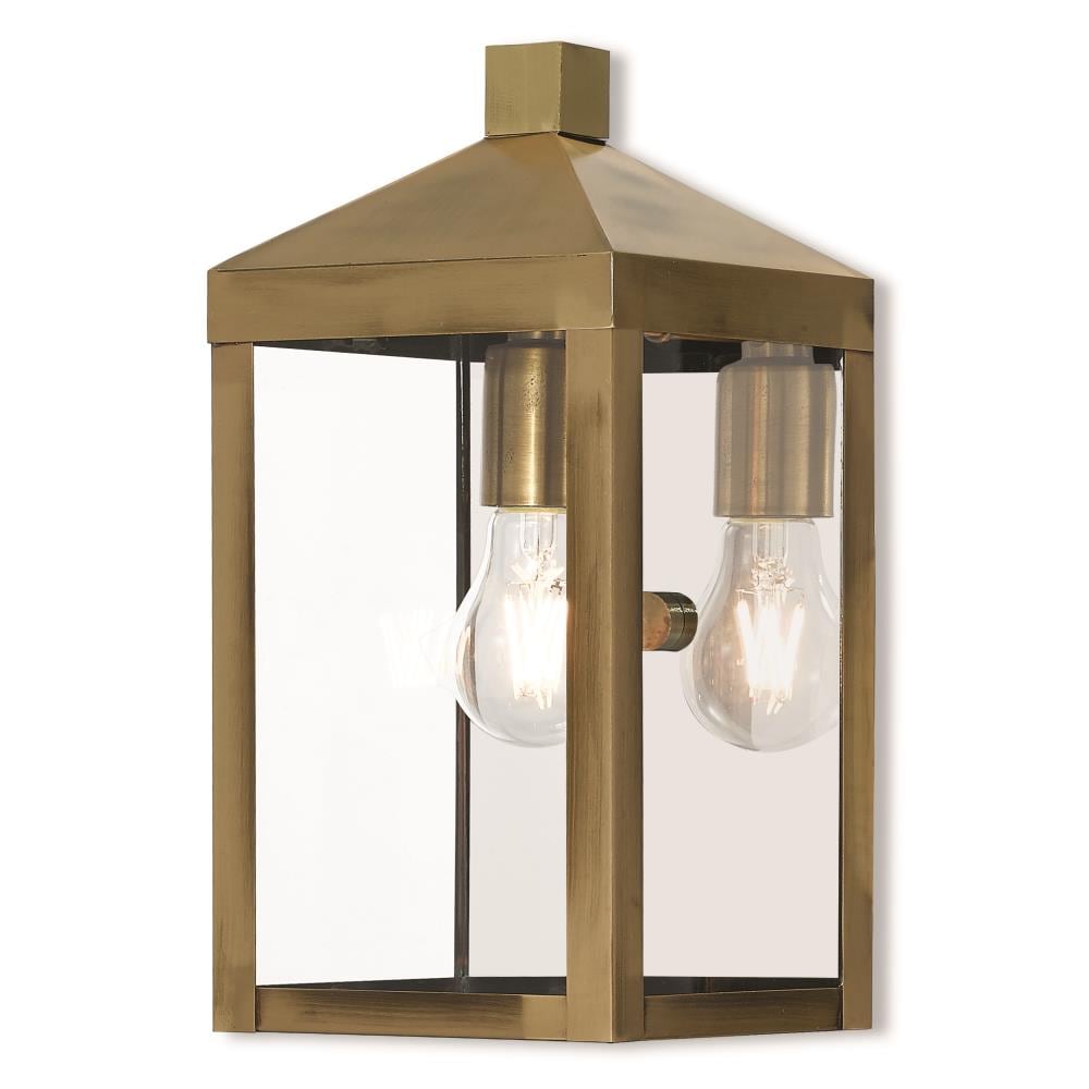 Livex Lighting 20582-01 Nyack 1 -Light 12.75-in H Antique Brass Hardwired Outdoor Wall Light