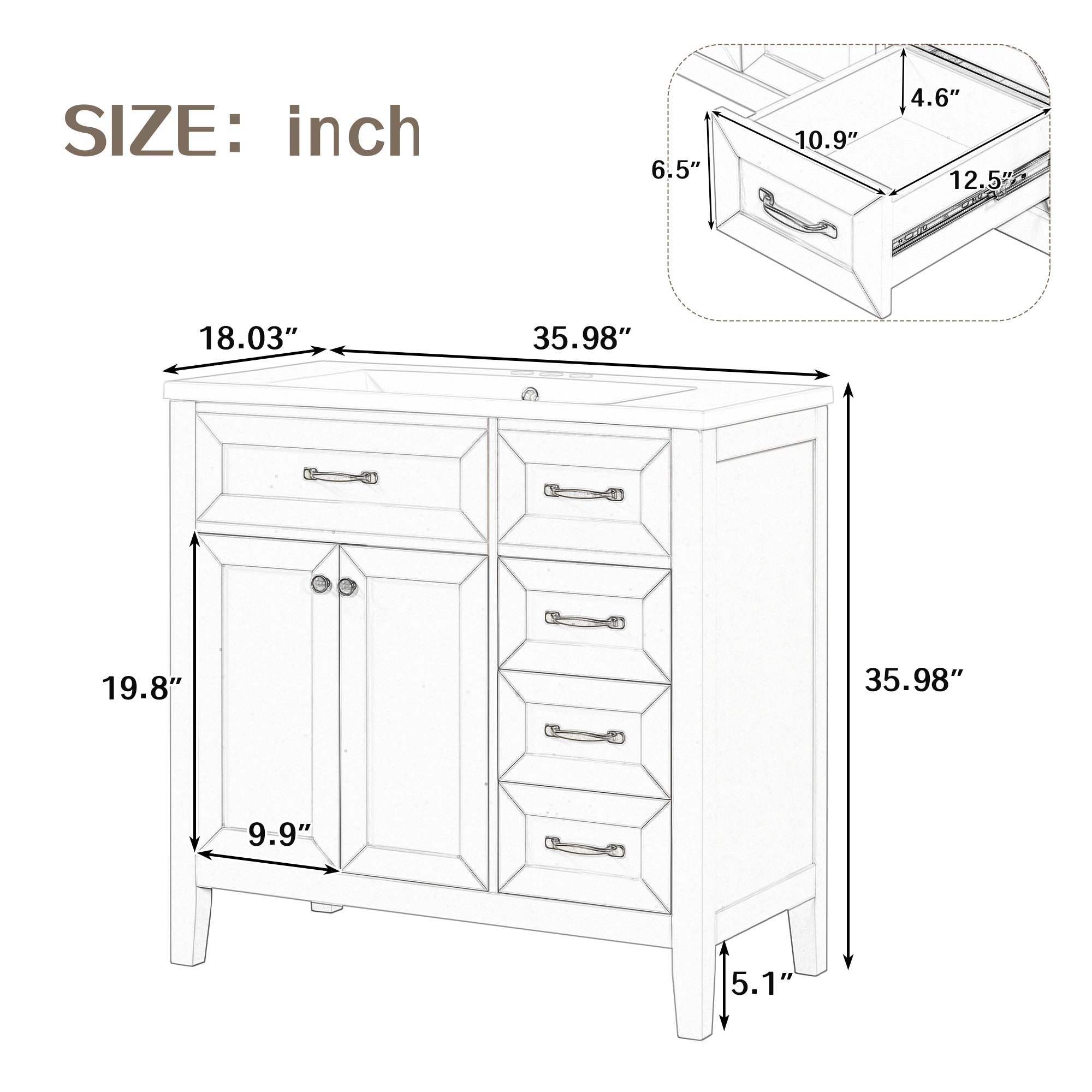 WELLFOR NIE-N7VT003-B Bath-Vanity-Combo - View #8