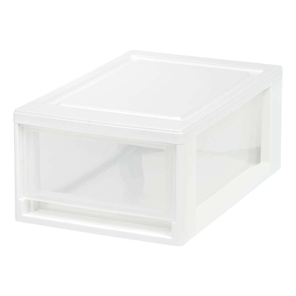 IRIS White Stackable Plastic Storage Drawer 5.38-in H x 8.5-in W x 13. ...