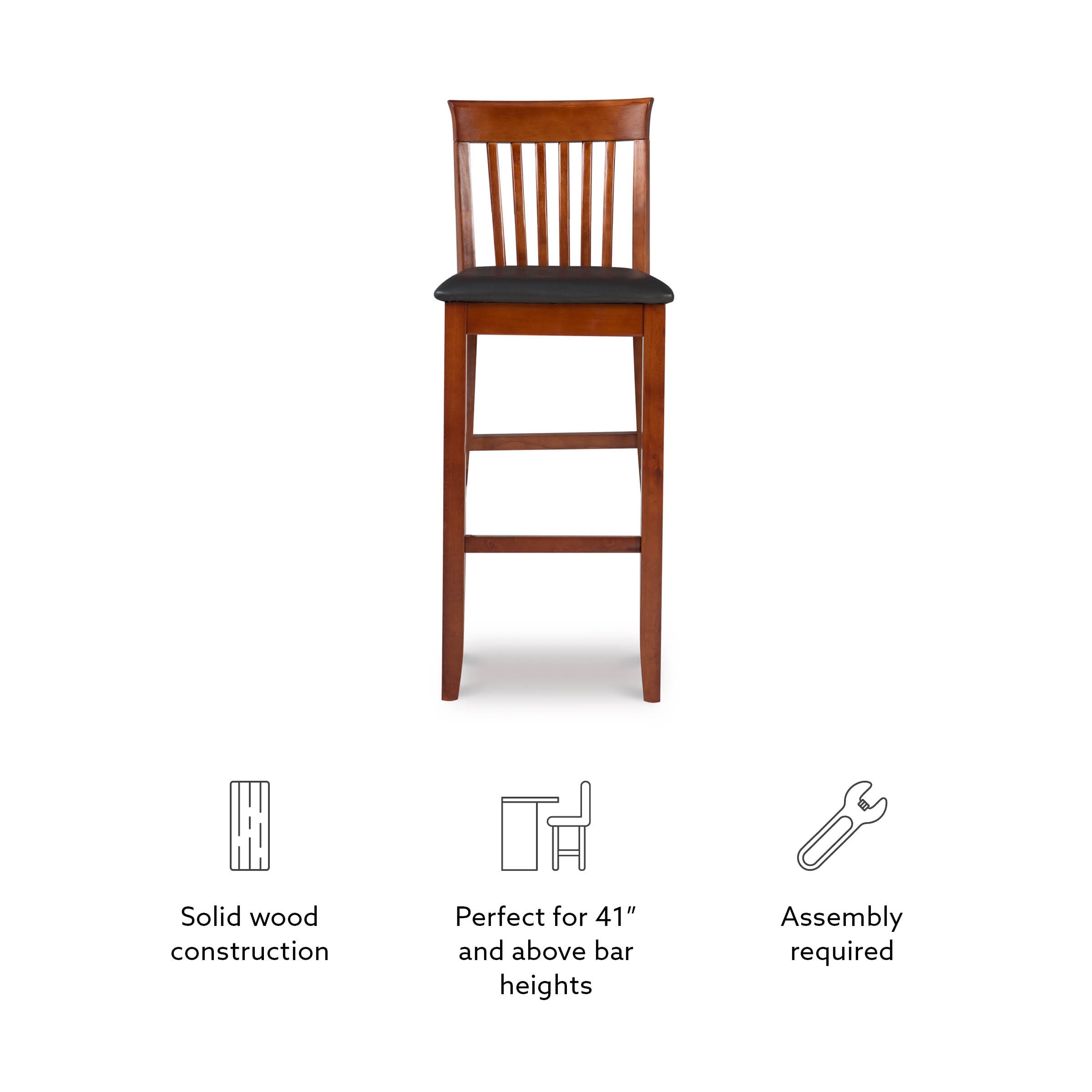 Classic Dark Cherry & Black Faux Leather 31" Craftsman Barstool