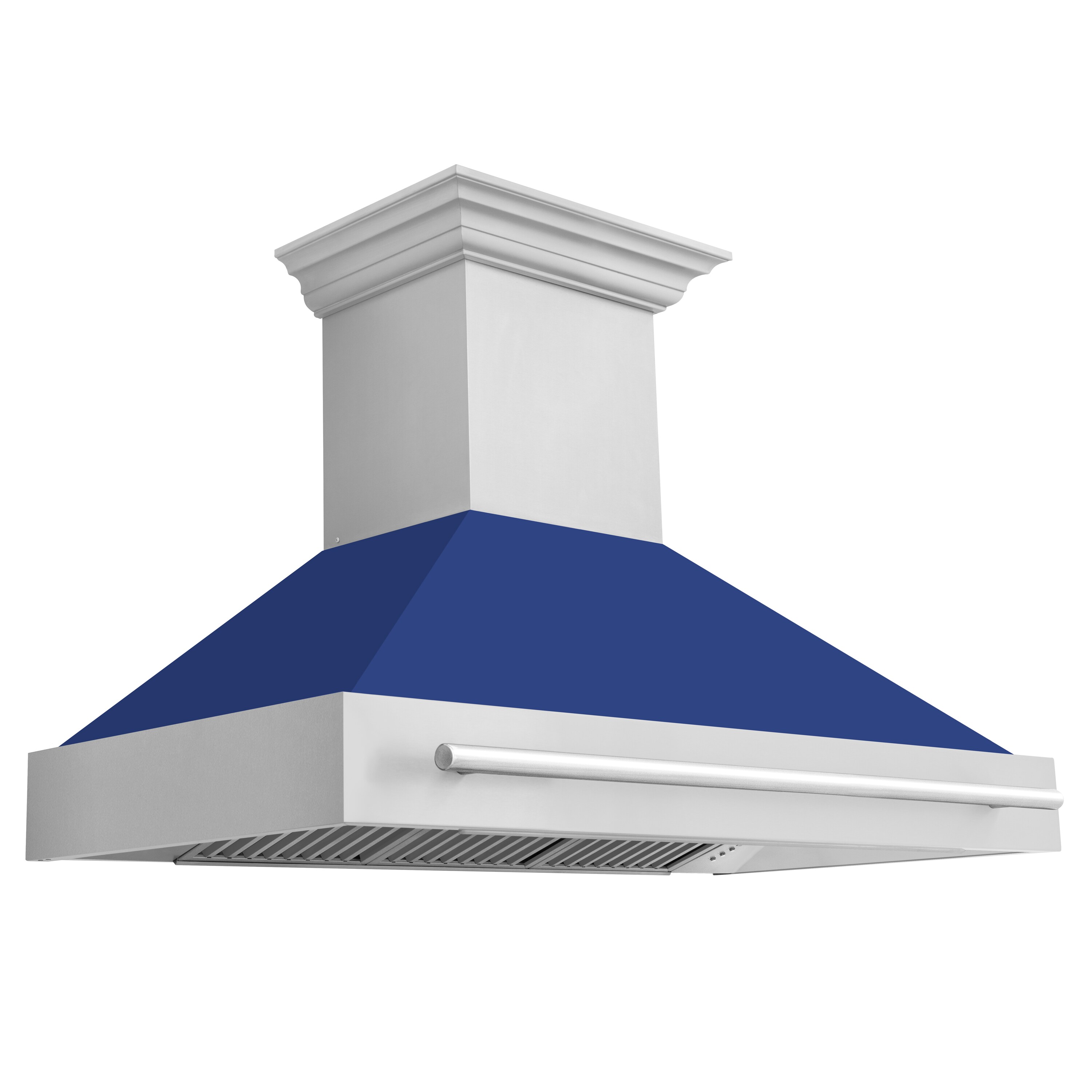 ZLINE KITCHEN & BATH 8654STX-BG-48 48 inch Ducted 400-CFM Stainless Steel with Blue Gloss Shell and Stainless Steel Handle Wall-Mounted Range Hood