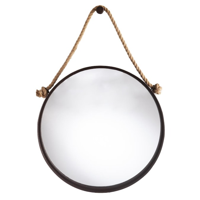 Natural Rope Framed Wall Mirror, Black Round Wall Mirror With Rope