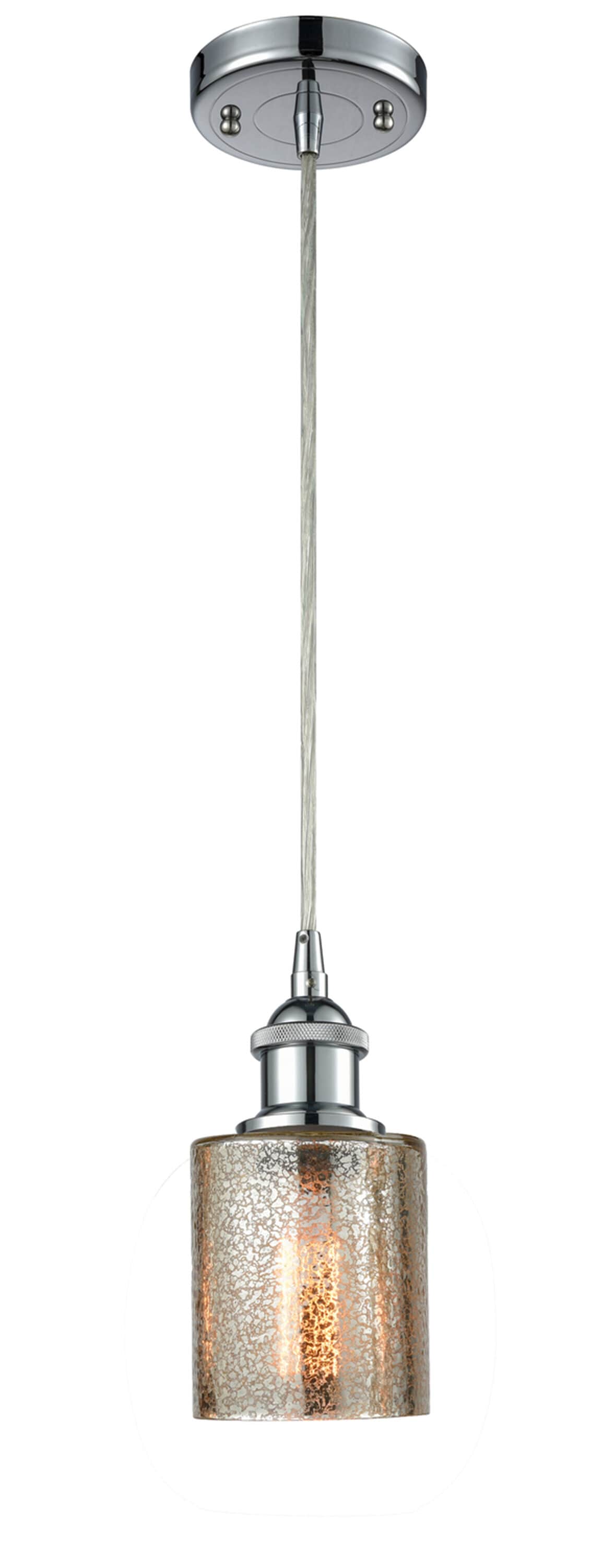 Mini Ballston Polished Chrome 8" Drum Pendant with Mercury Glass
