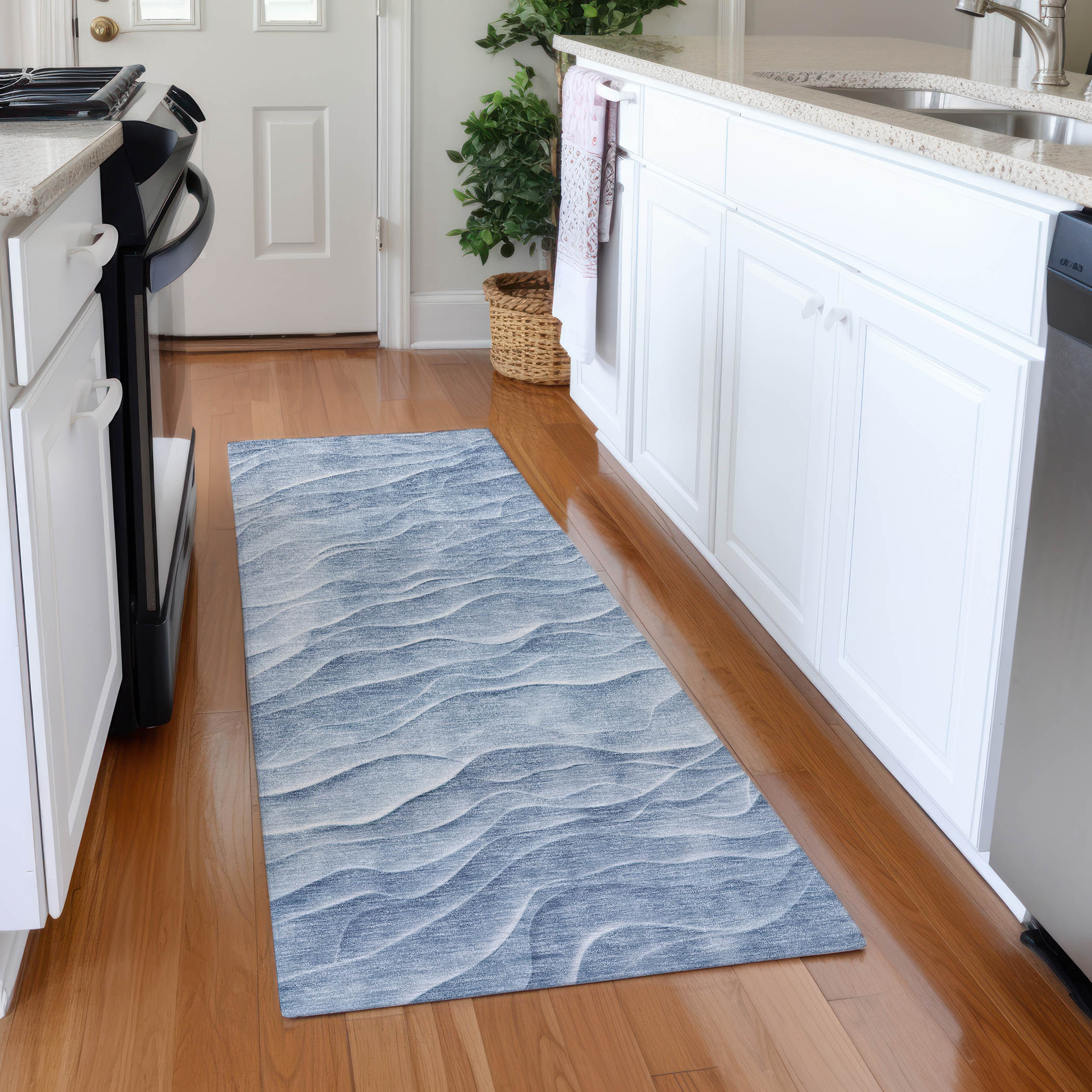 Addison Rugs ACN1616DN2X8 Chantille ACN1616DN 2 x 7 (ft) Polyester Denim Rectangular Indoor/Outdoor Geometric Machine washable Runner rug