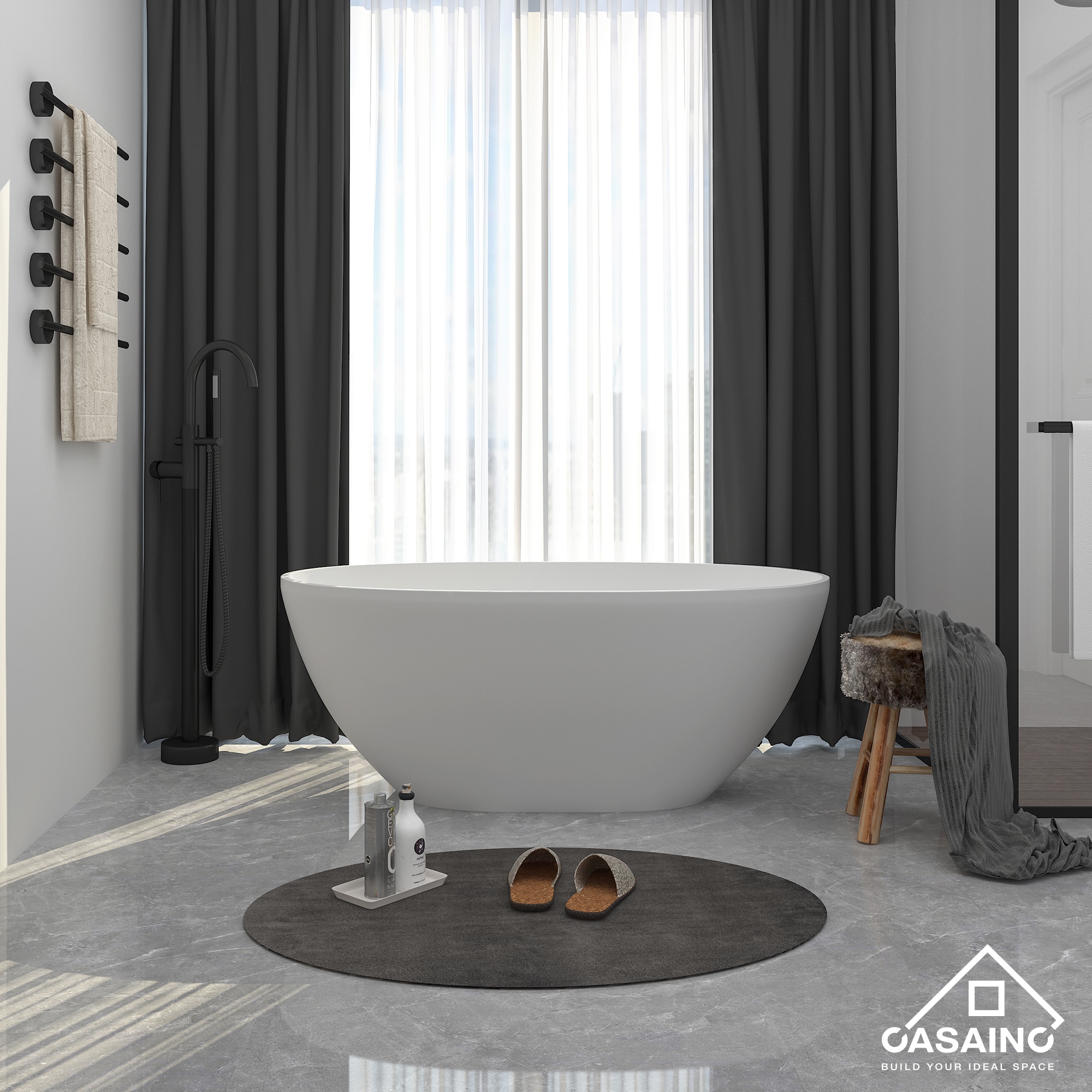 Maia oval bathtub, Solid black