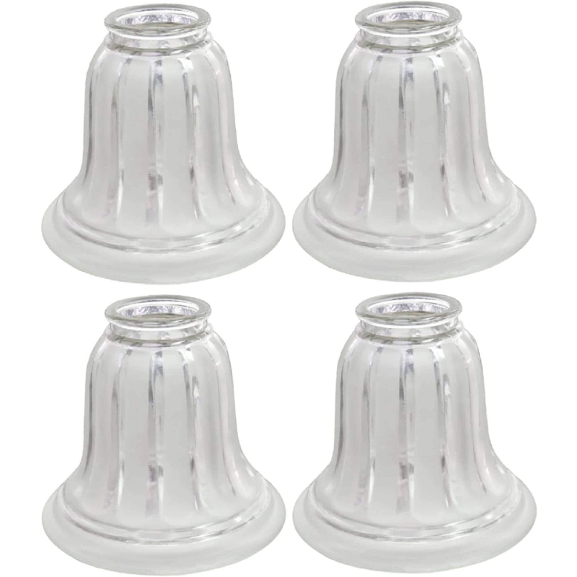 Aspen Creative Corporation 23082-4 4.75-in x 5.5-in Bell Clear Sandblasted Textured glass Ceiling fan light shade with 2-1/8-in Fitter (Setscrew Fitter)