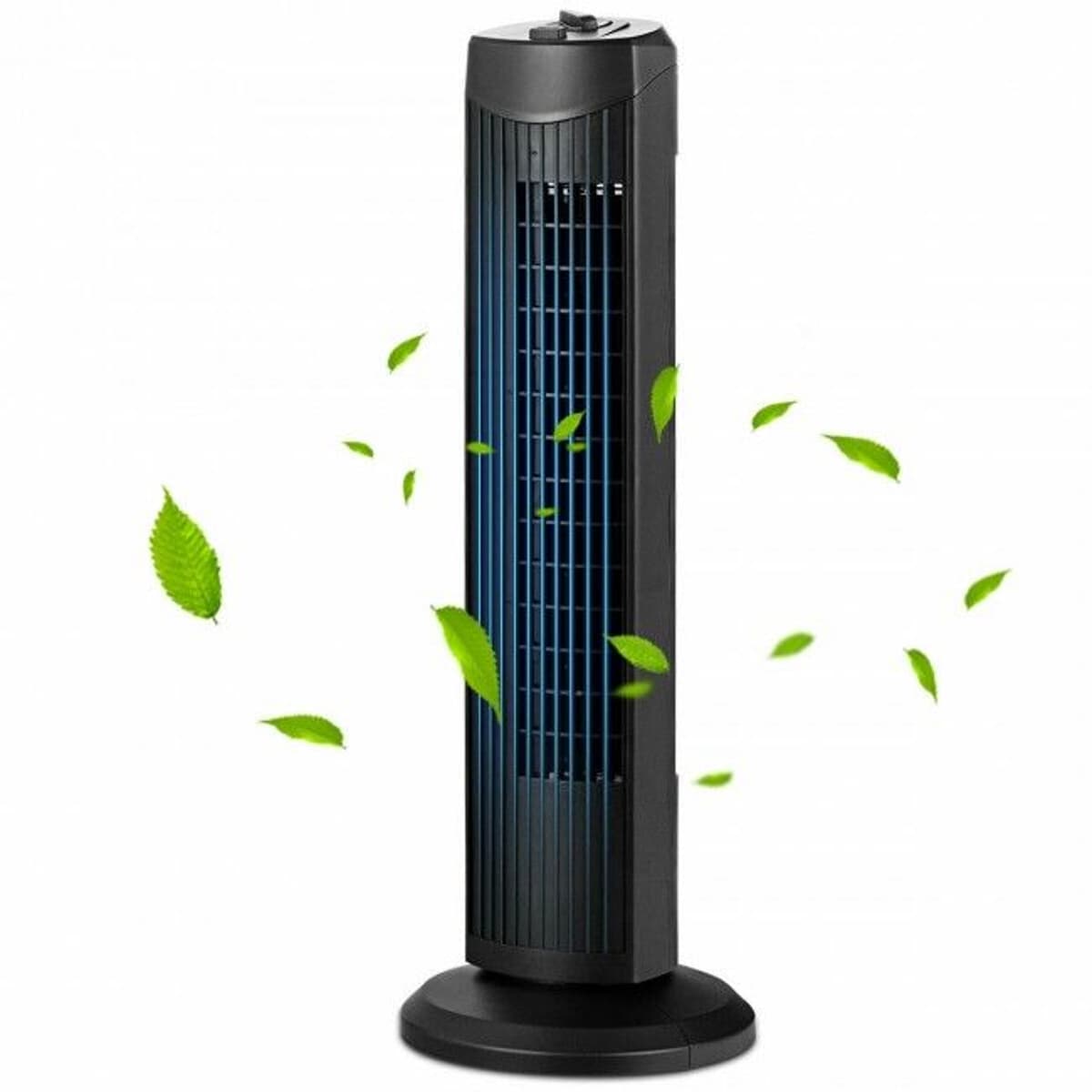 Loheer 28-in 3-Speed Black Quiet Bladeless Oscillating Tower Fan for Home Office