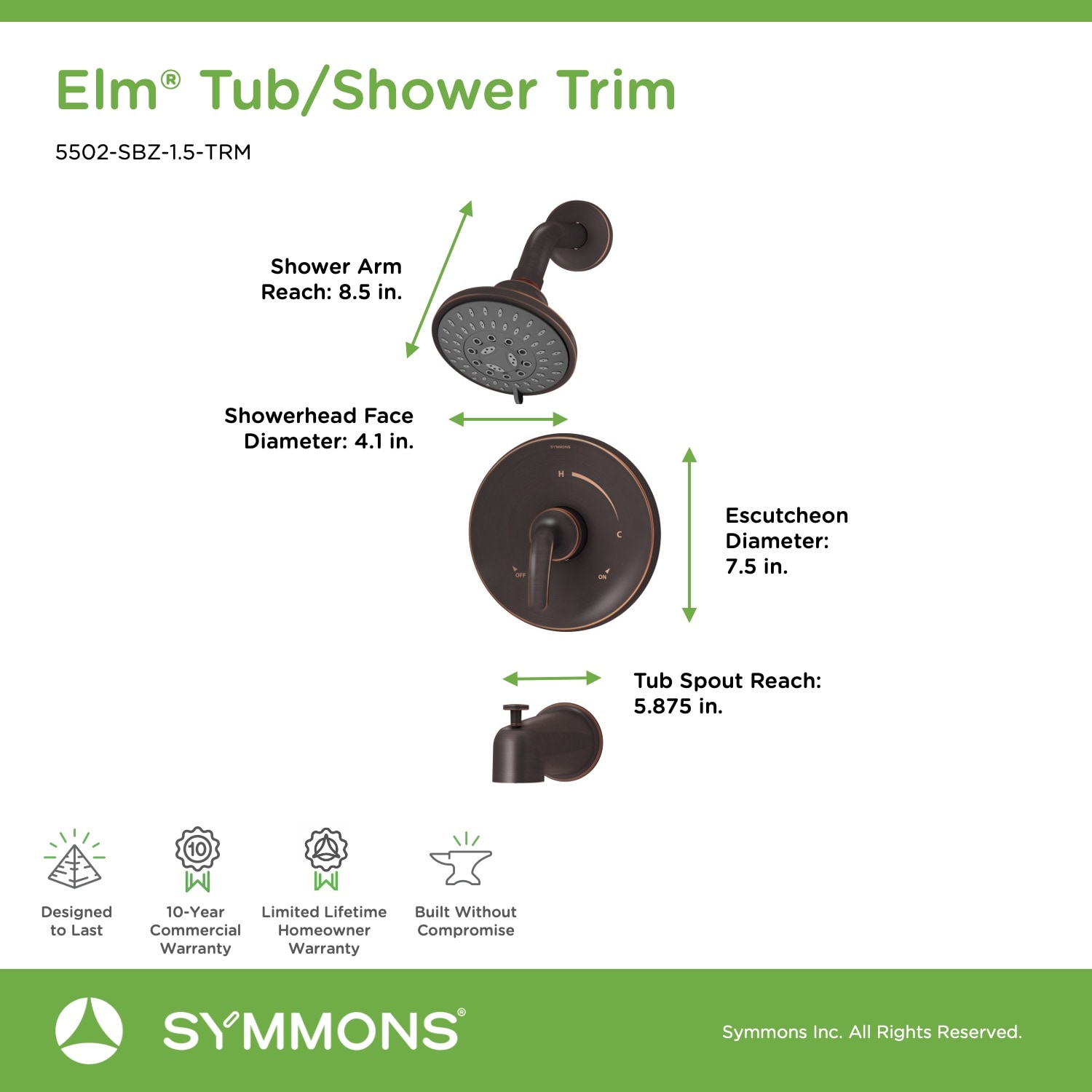 Symmons Chrome Degas 2 Handle Tub Shower Hand Shower System 5406 Ret For Sale On