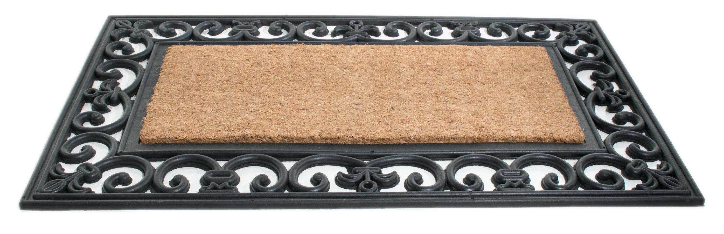 Brown and Black Coir Rubber Outdoor Non-Slip Door Mat