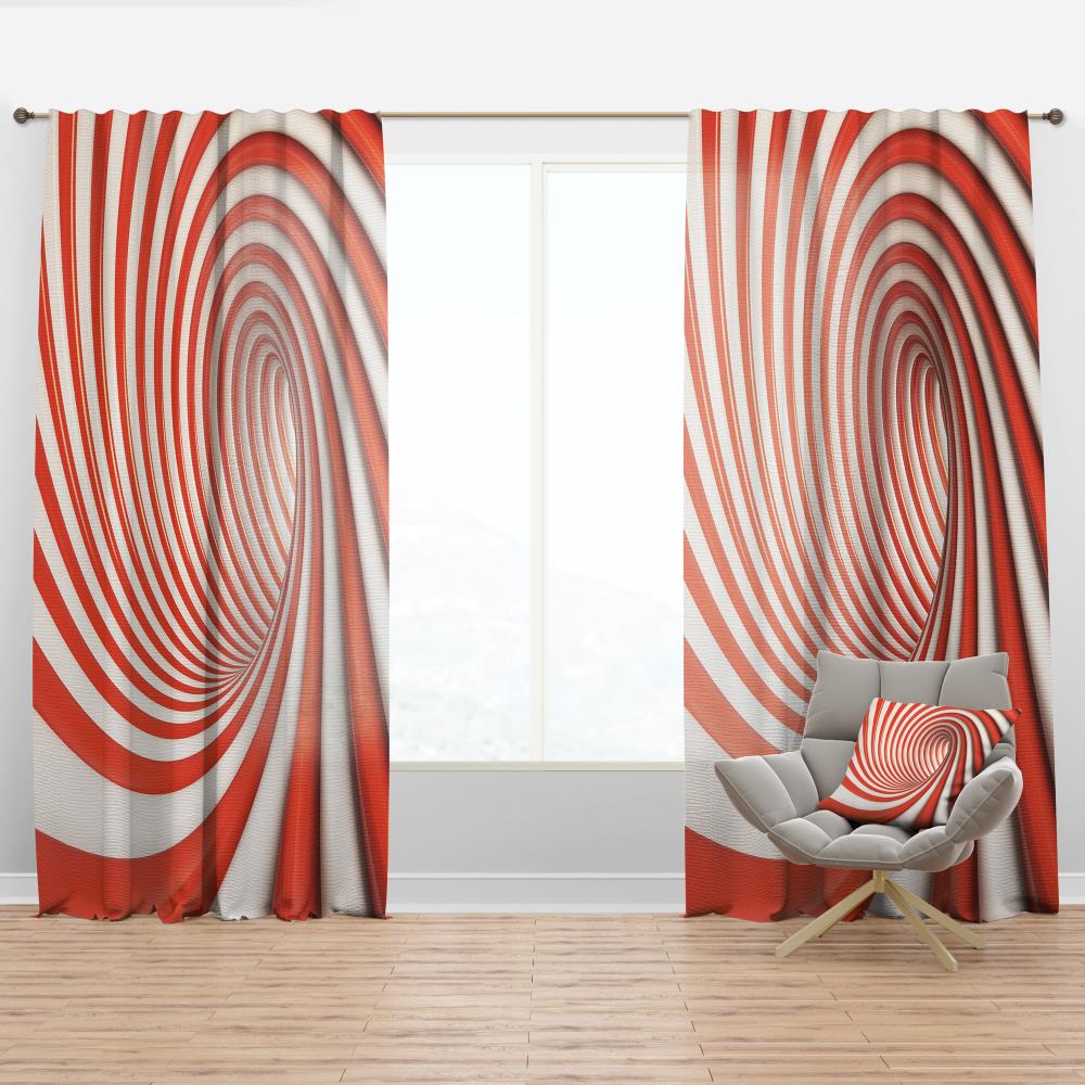 Designart CTN19084-52-108 108-Inches Red Abstract Room darkening Thermal lined Rod pocket Single curtain panel
