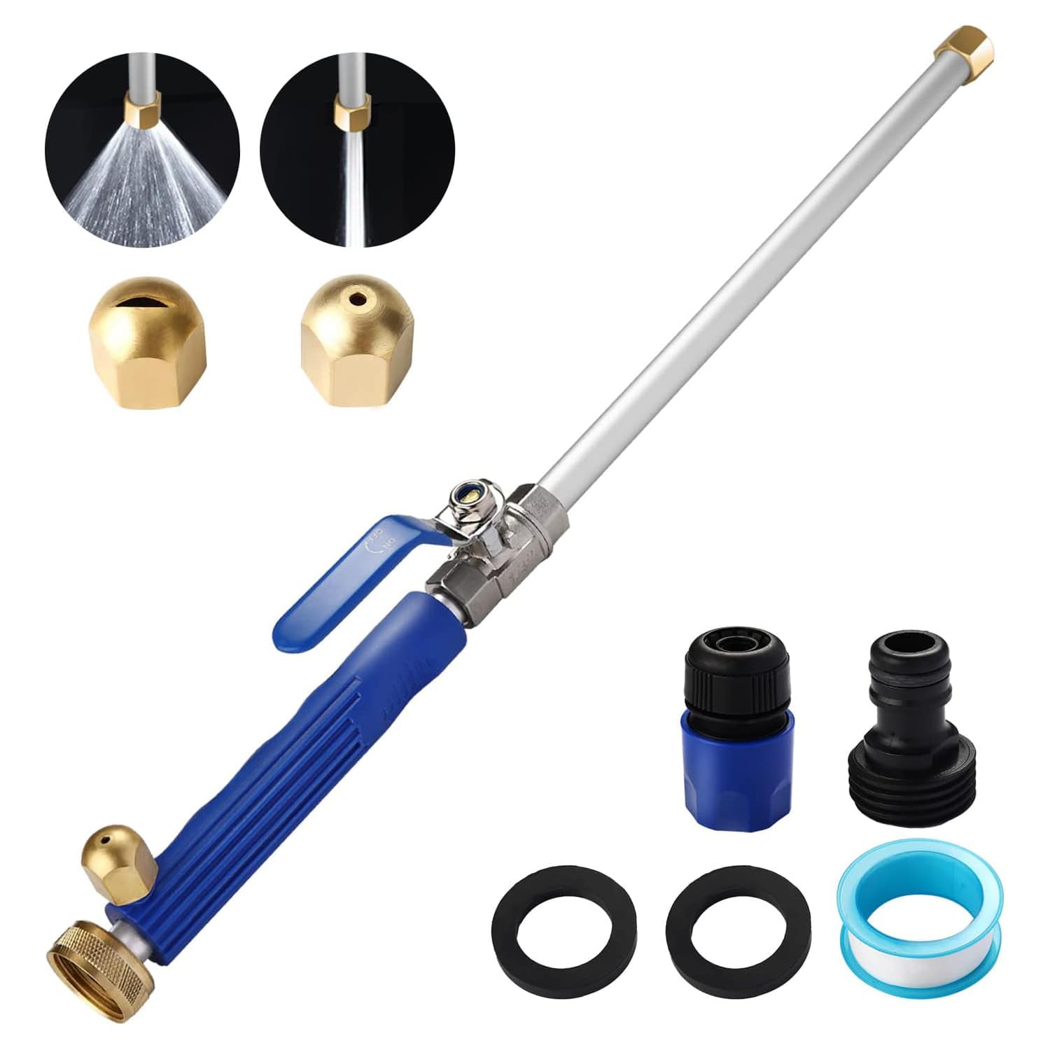 Etokfoks Hydro Jet High Pressure Power Washer Wand Kit with 2 Spray Nozzles and 2 Quick Connectors for Garden Hose 1 Set one_size | LET0128P01