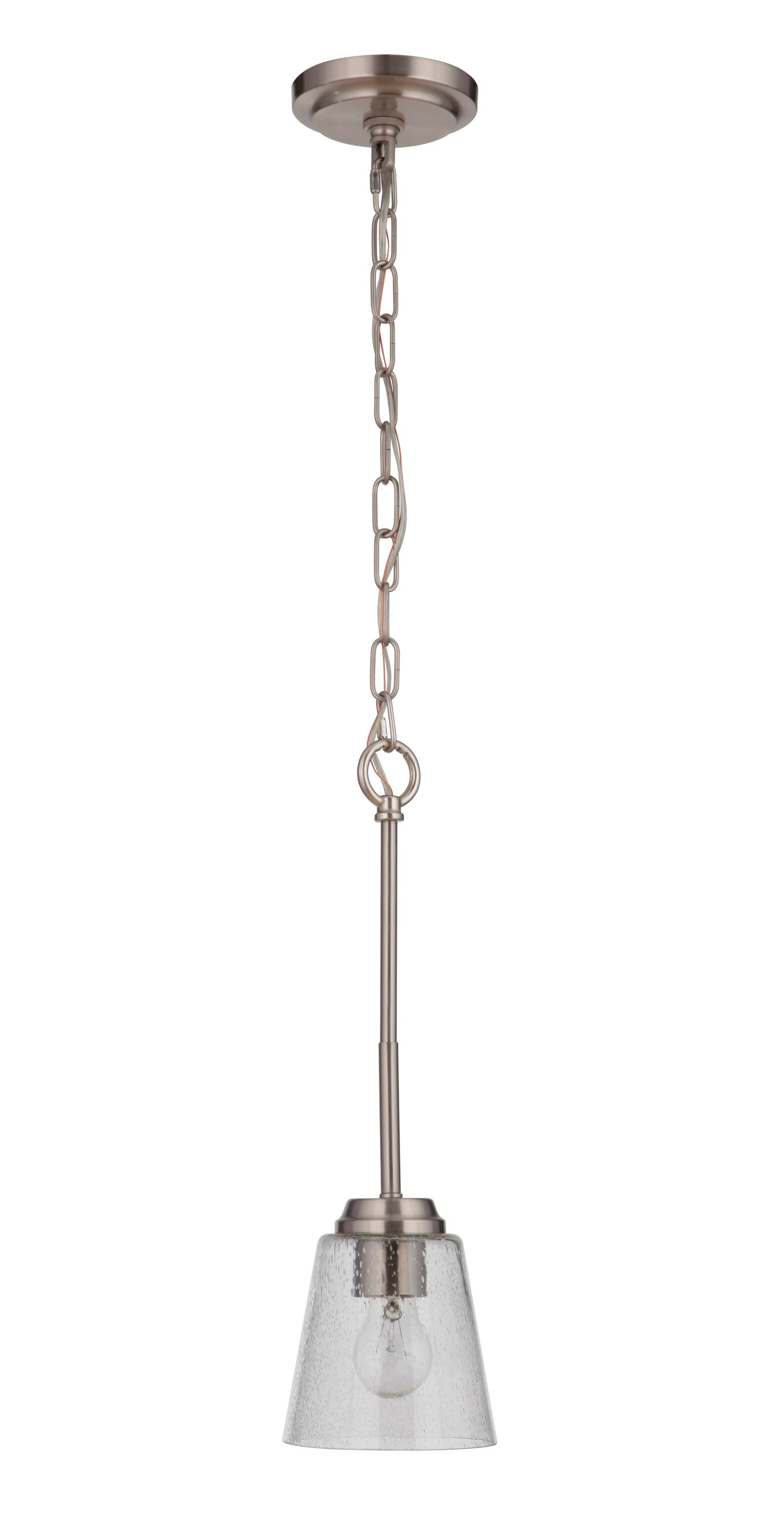 Craftmade 50291-BNK Tyler Brushed nickel Transitional Seeded glass Bell Medium Hanging Pendant light