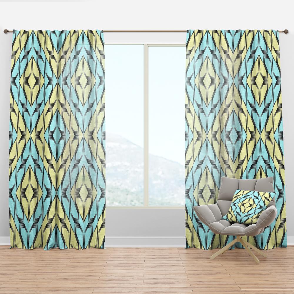 Designart CTN24220-52-95 95-Inches Yellow Abstract Room darkening Thermal lined Rod pocket Single curtain panel