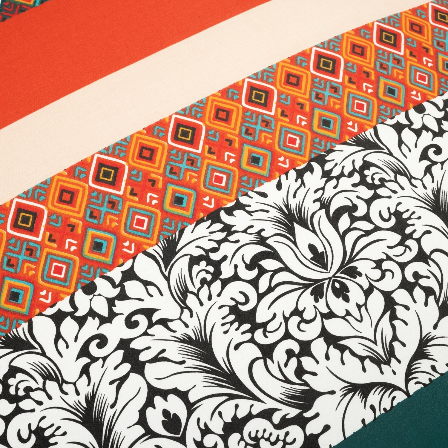 Turquoise and Tangerine Boho Stripe Reversible Cotton Duvet Cover Set