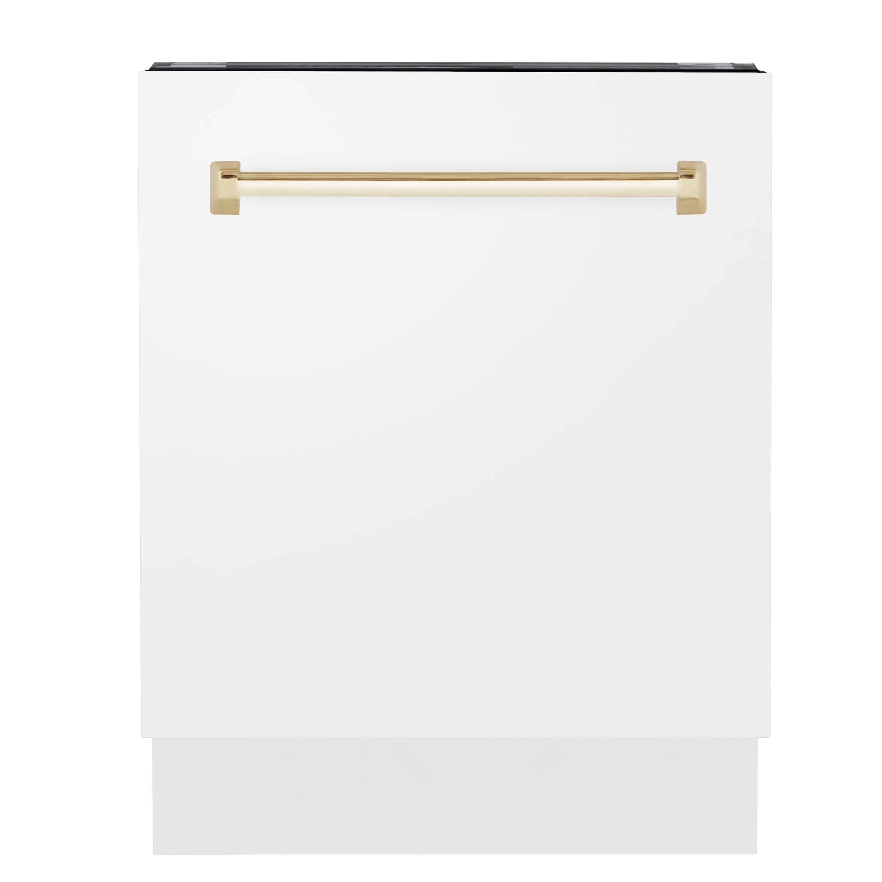 ZLINE KITCHEN & BATH DWVZ-WM-24-G Autograph Edition 24-in Top Control Built-in Dishwasher With Third Rack ( Stainless Steel Tub with White Matte Panel and Polished Gold Handle ) ENERGY STAR, 51-Decibel Standard Sound Level