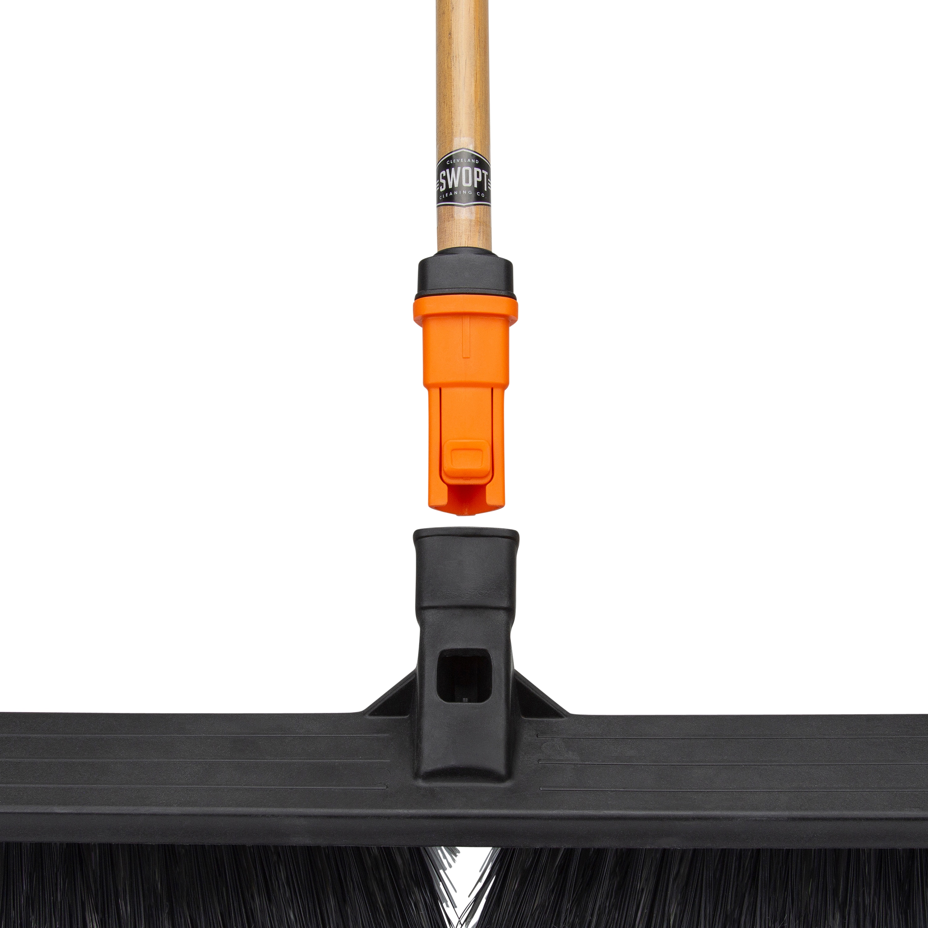 18 SWOPT Smooth Surface Premium Push Broom – 60 Comfort Grip Wooden Handle – Handle Interchangeable with All SWOPT Cleaning Heads – Eva Foam Comfort