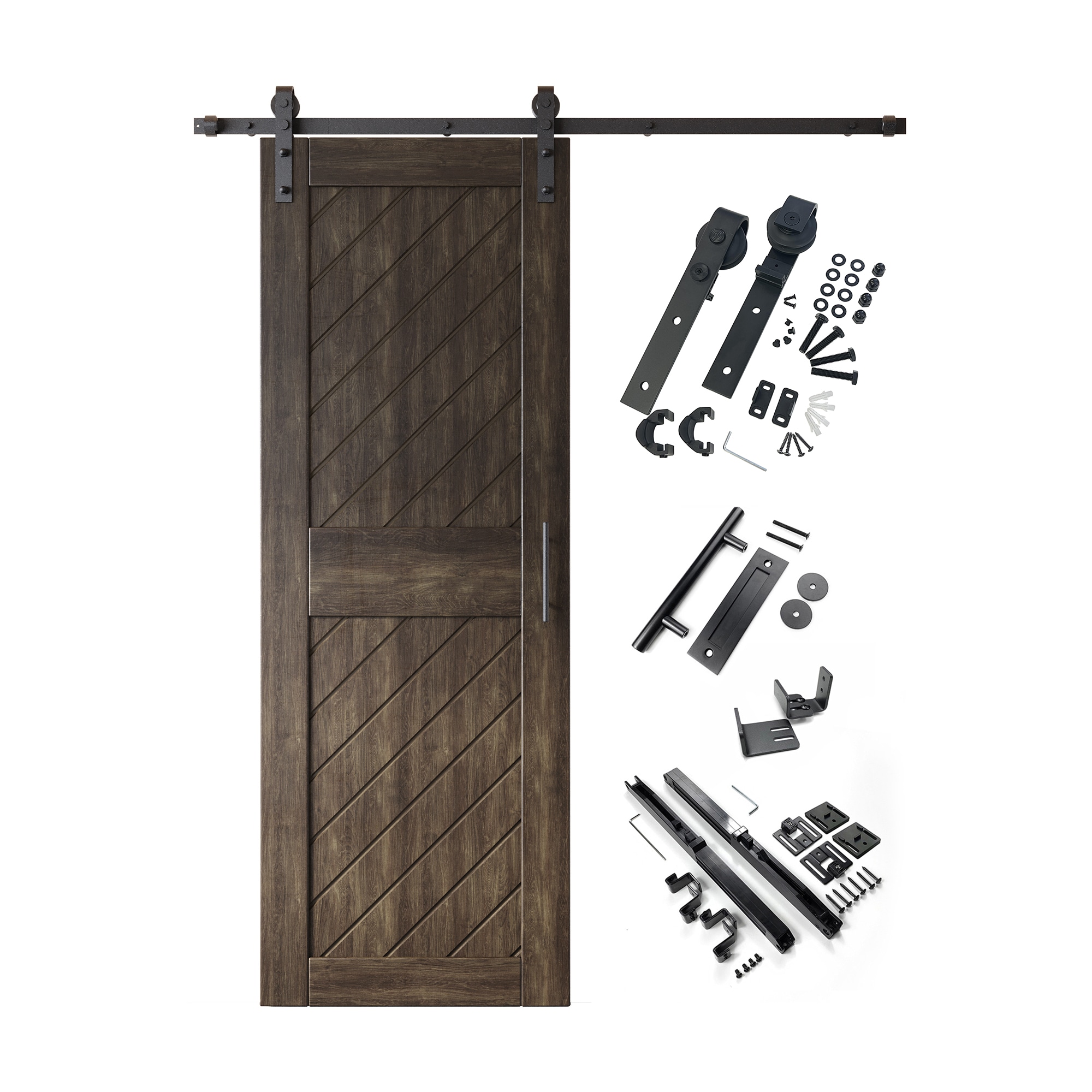 HOMACER YT1H054C-XT1-2684-EB 26-in x 84-in Ebony Prefinished Non-standard Pine Wood Solid core Single Barn Door (Hardware Included)