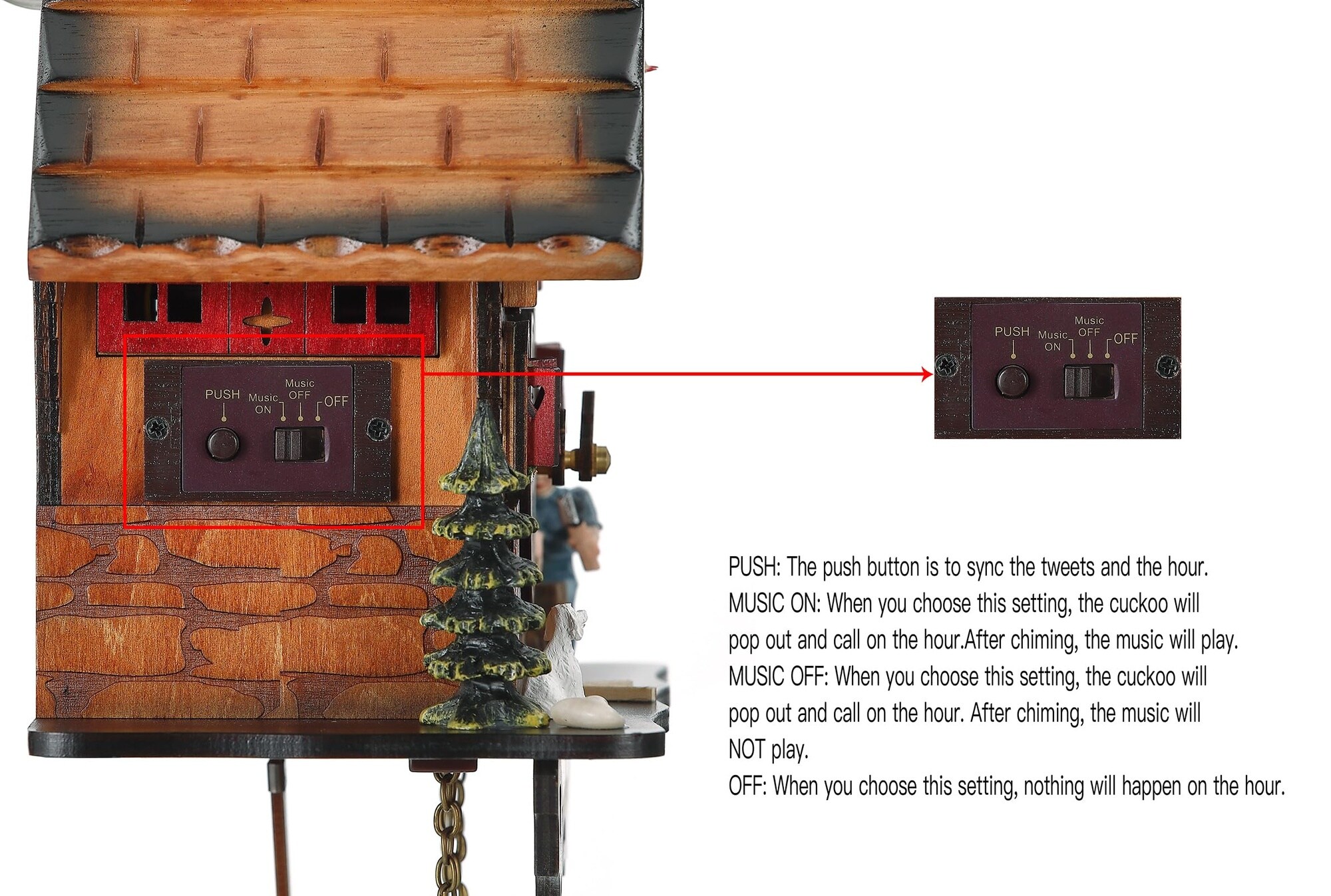 Phewnyzo Cuckoo Clock Traditional Black Forest Style Antique Wooden ...