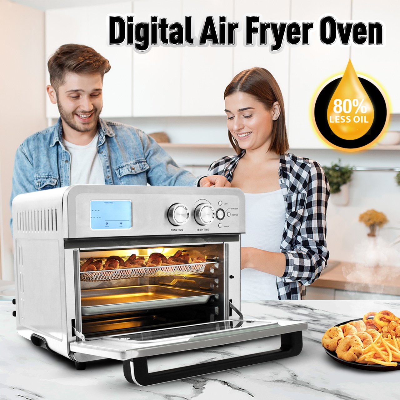 5Qt Air Fryer Oven with Silicone Liner, LED Touch Digital Screen, Quiet  Operation Dishwasher Safe