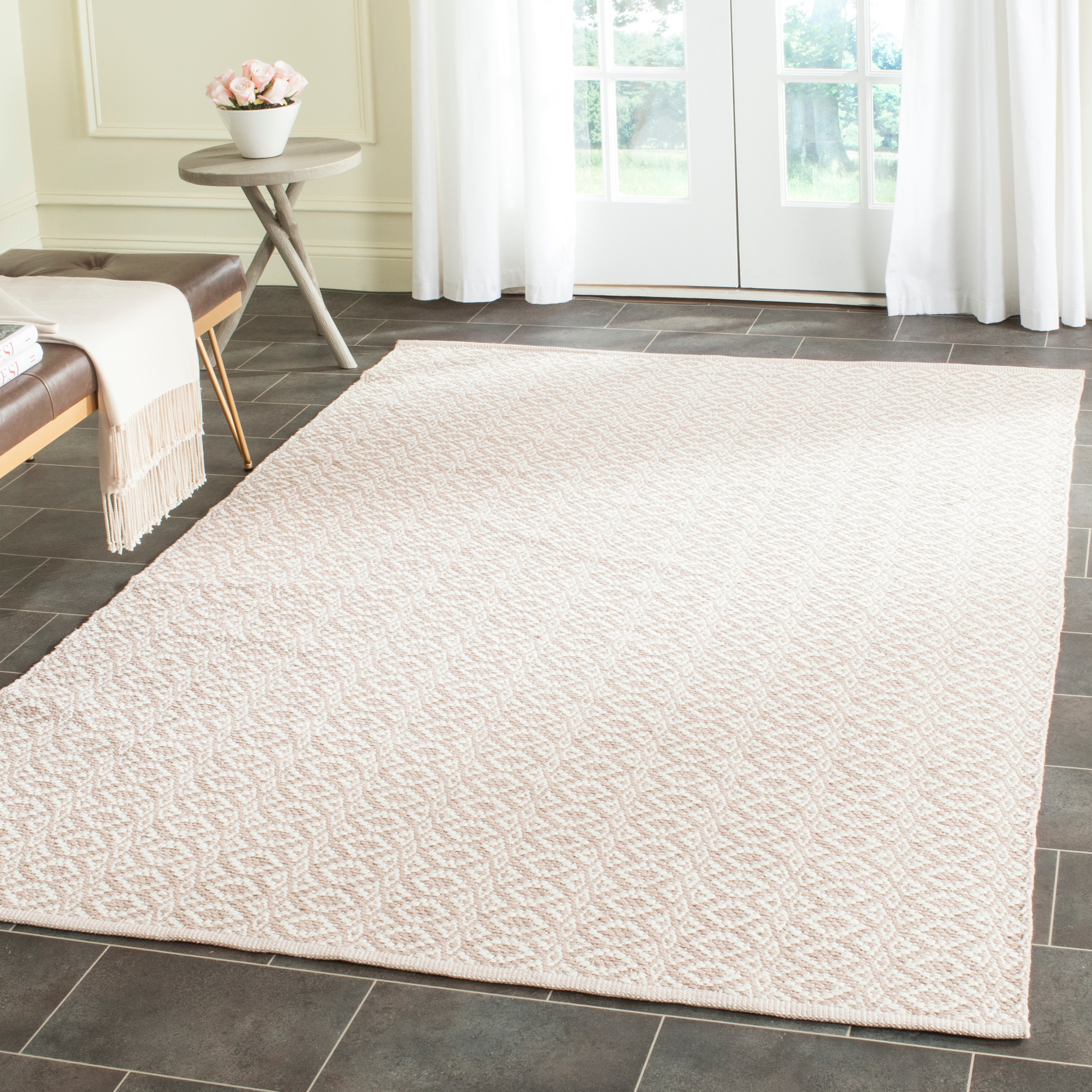 Safavieh MTK716G-57 Montauk Padre 5 x 7 (ft) Cotton Ivory/Beige Rectangular Indoor Coastal Area rug