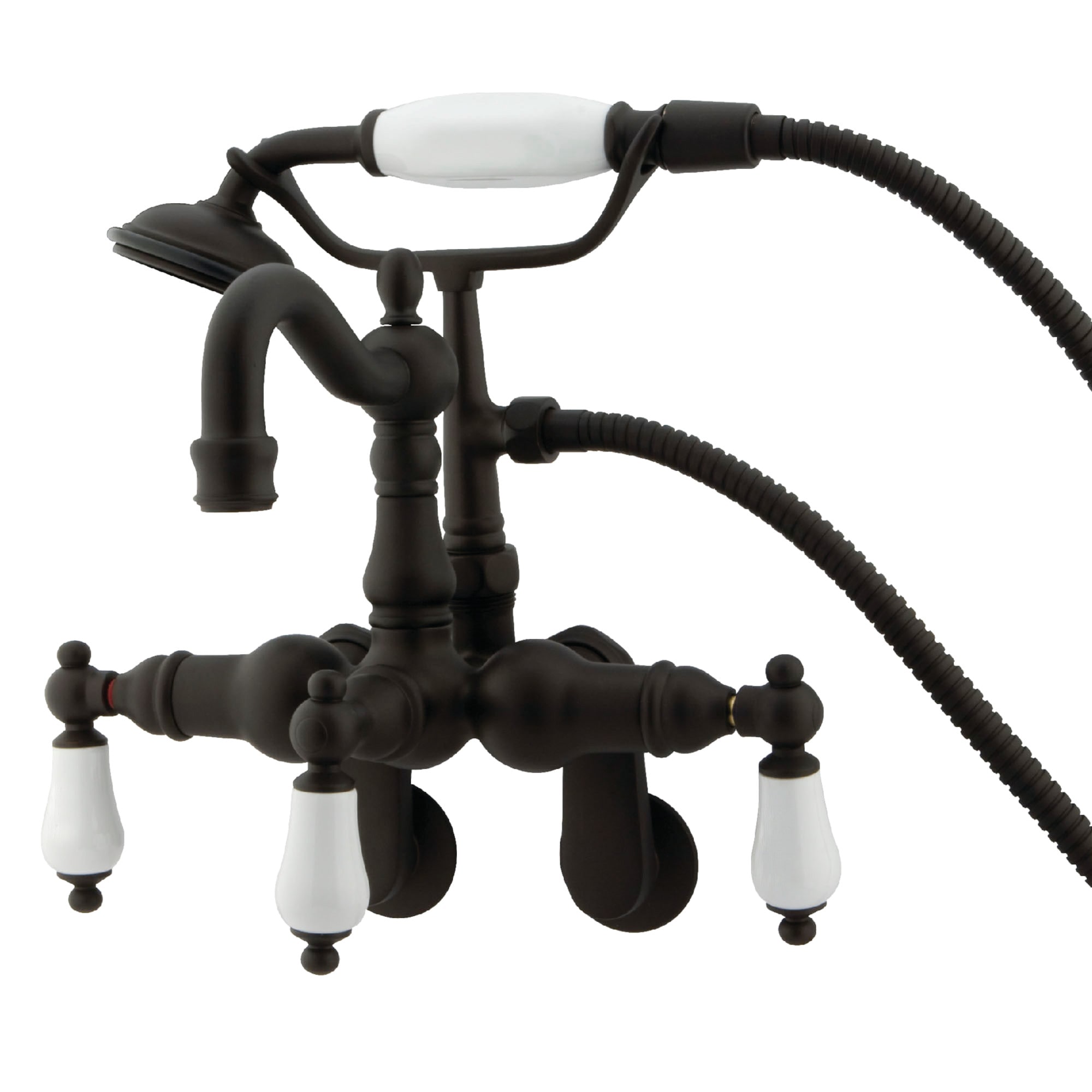 Kingston Brass WLCC1305T5 Vintage Oil-rubbed bronze 3-handle Wall-mount High-arc Bathtub Faucet with Hand Shower ( Valve Included )