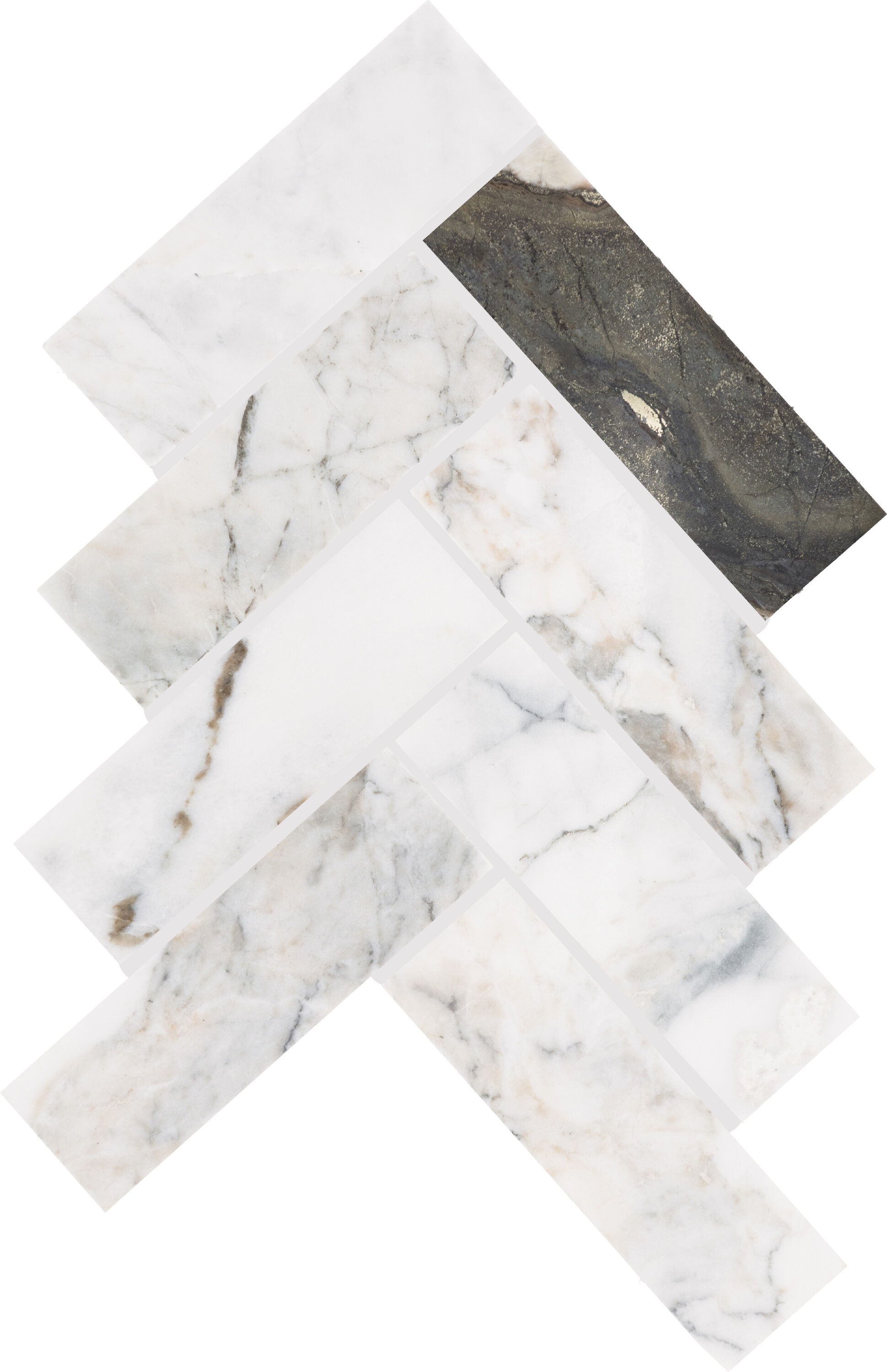 American Olean GS4726HERMSCCPL Genuine Stone Tuxedo 10-in x 16-in Polished Natural Stone Patterned Herringbone Mosaic Wall Tile (0.65-sq. ft/ Piece)