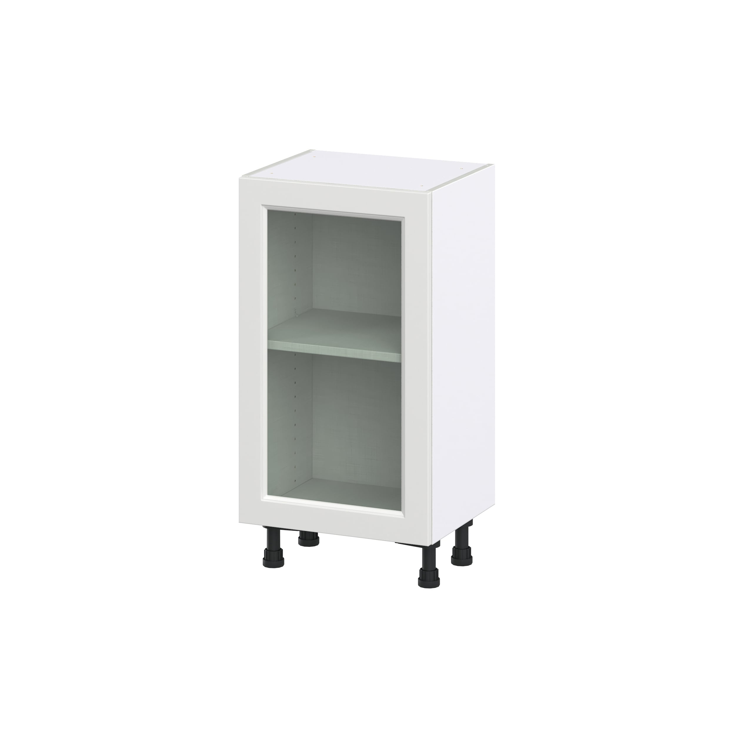 Hugo&Borg Riviera 30-in W x 34.5-in H x 16-in D Bright White Base Fully Assembled Cabinet (Glass Panel Shaker Door Style)