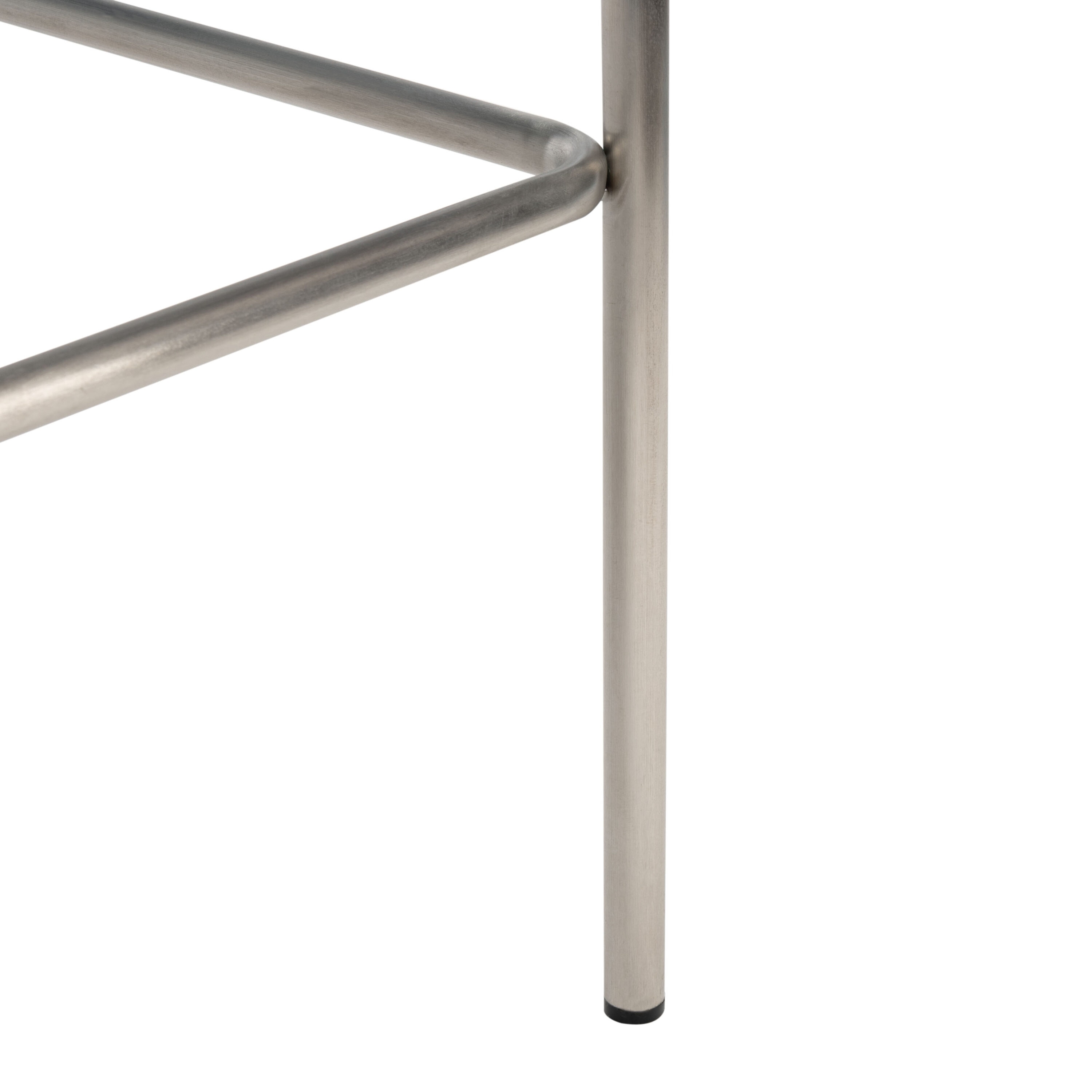 Saddle Style Black Leather Counter Stool with Silver Metal Base