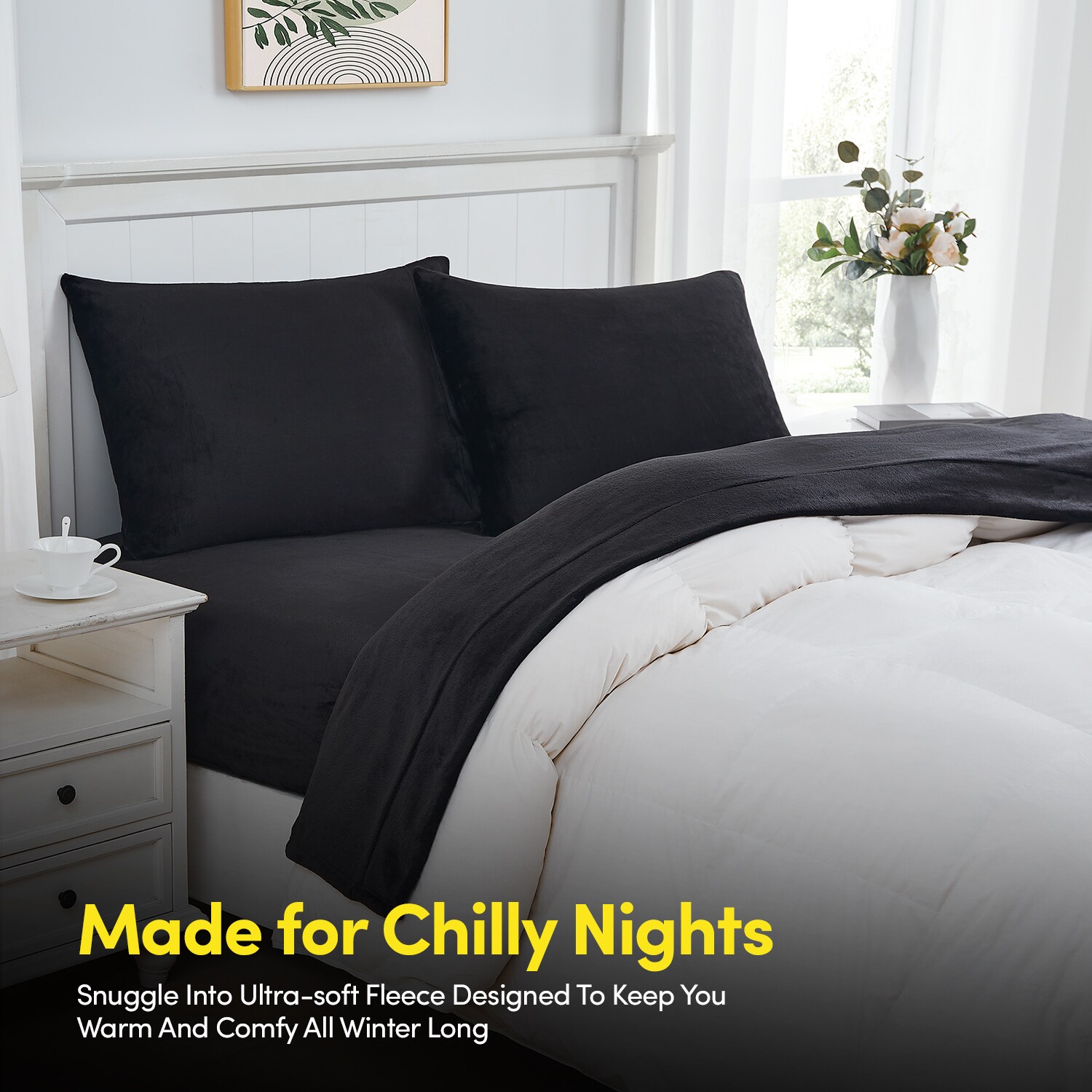 Sweet Home Collection LOW-FLEE-SH-BLK-FL Sheet-Sets - View #5
