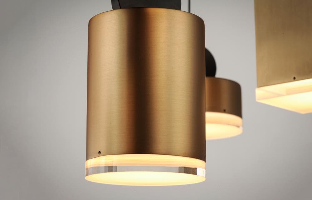 Black and Gold LED Pendant Light with Clear Acrylic Shade