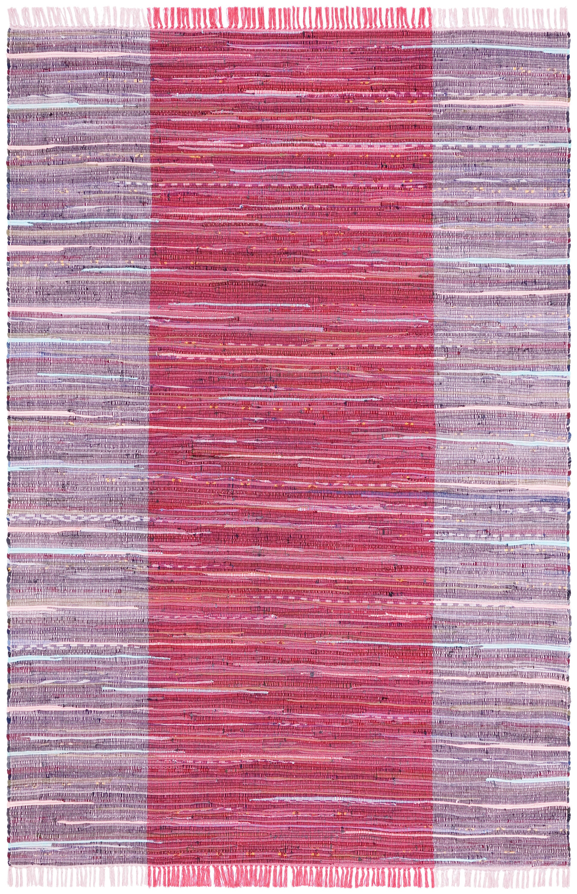 Safavieh RAR122Q-6 Rag Rug Romeo 6 x 9 (ft) Cotton Red/Gray Rectangular Indoor Abstract Bohemian/Eclectic Area rug