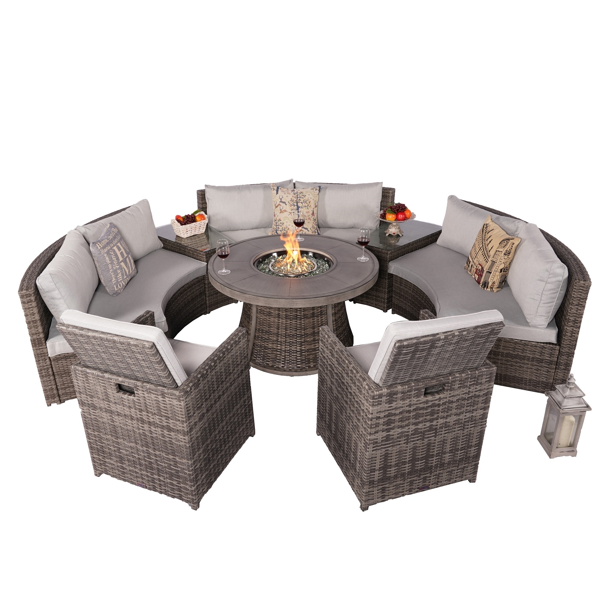 Moda Furnishings Dulcie 8Piece Wicker Patio Conversation Set with Gray