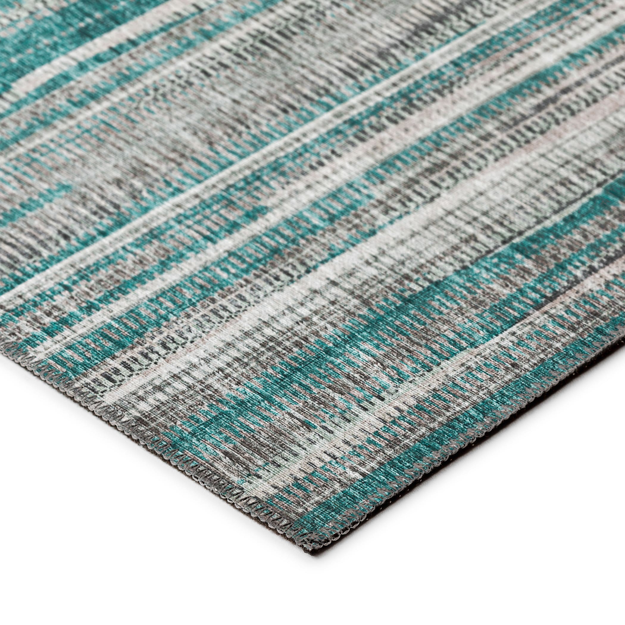 Peacock Stripe Flat Woven Round Synthetic Rug, 8' x 8'