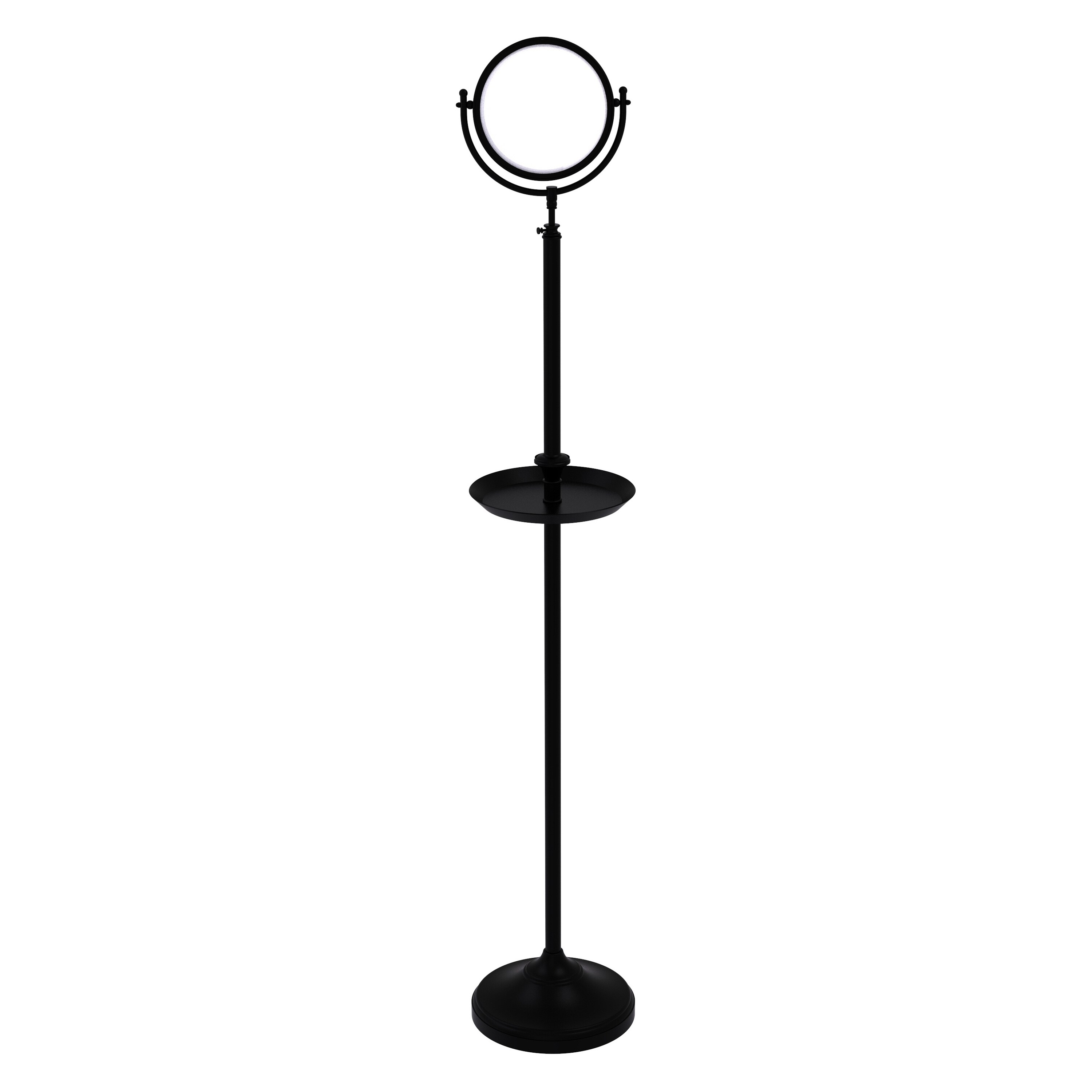 Allied Brass DMF-3/3X-BKM 10.5-in x 68-in Matte Gray Double-sided 3X Magnifying Freestanding Vanity Mirror