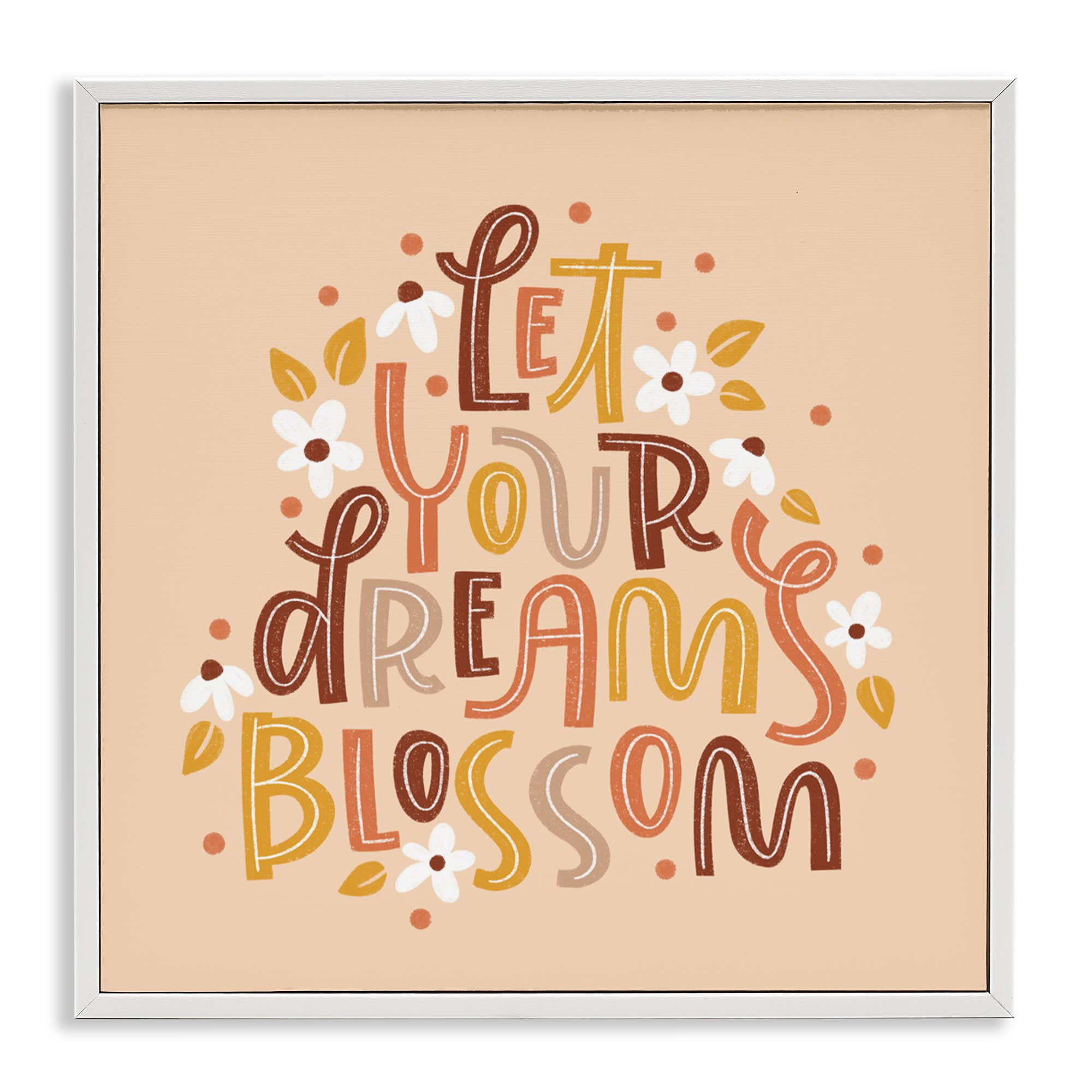 Stupell Industries BT-426-WFR-17X17 Earthy Let Your Dreams Blossom White Framed Giclee Art By Sarah Hickman 17 x 17