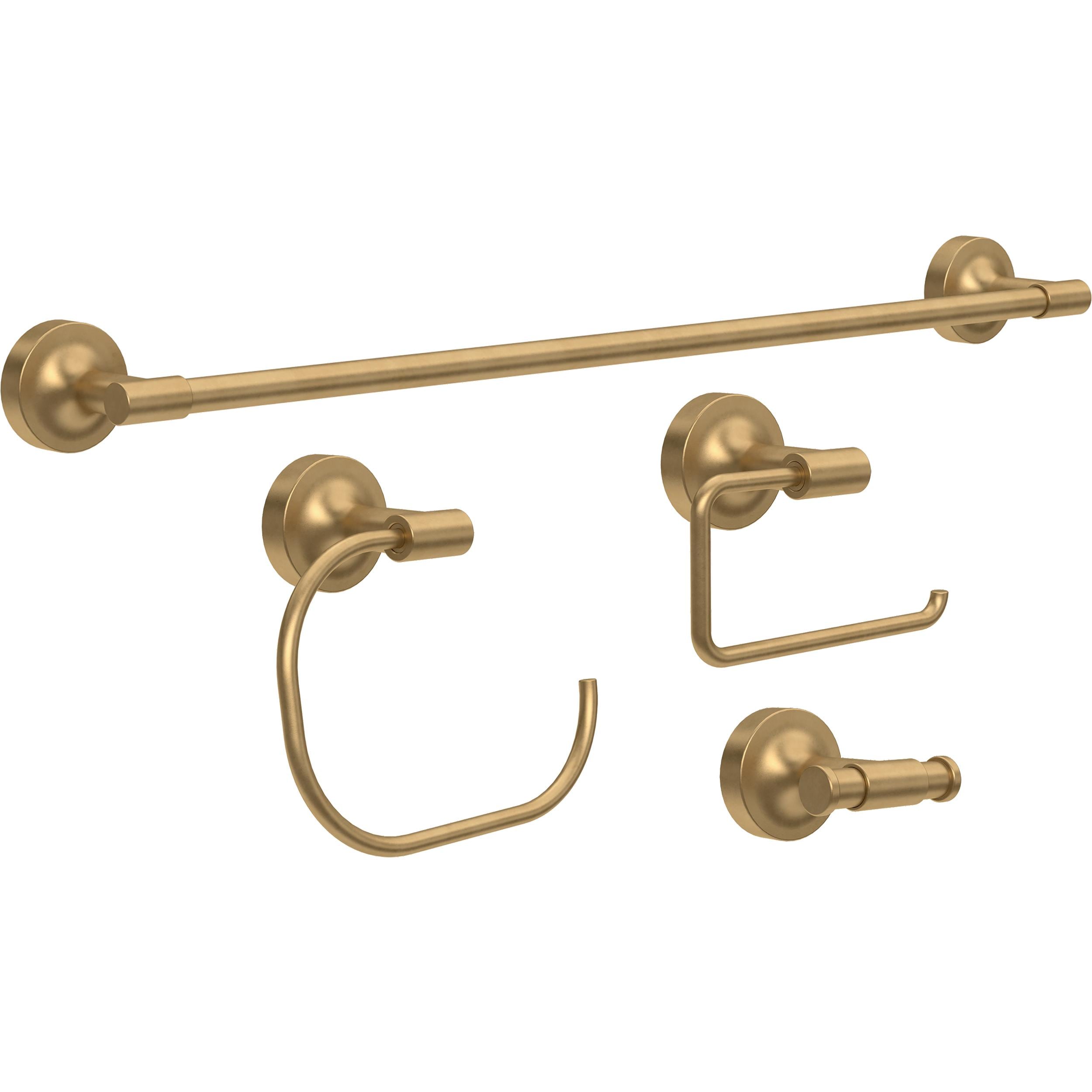 Franklin Brass VOI64-BB-VK 4 -Piece Voisin Satin Gold Decorative Bathroom Hardware Set Towel Bar, Toilet Paper Holder, Towel Ring ,Robe Hook Included