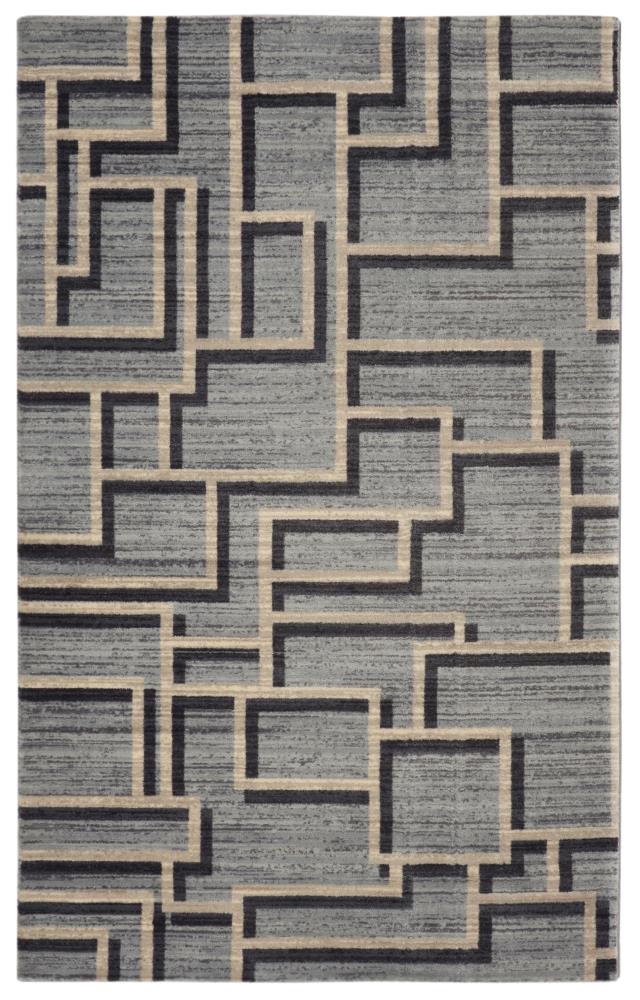 Zig Zag Tetris 7 x 9 Grey Indoor Geometric Area Rug at 