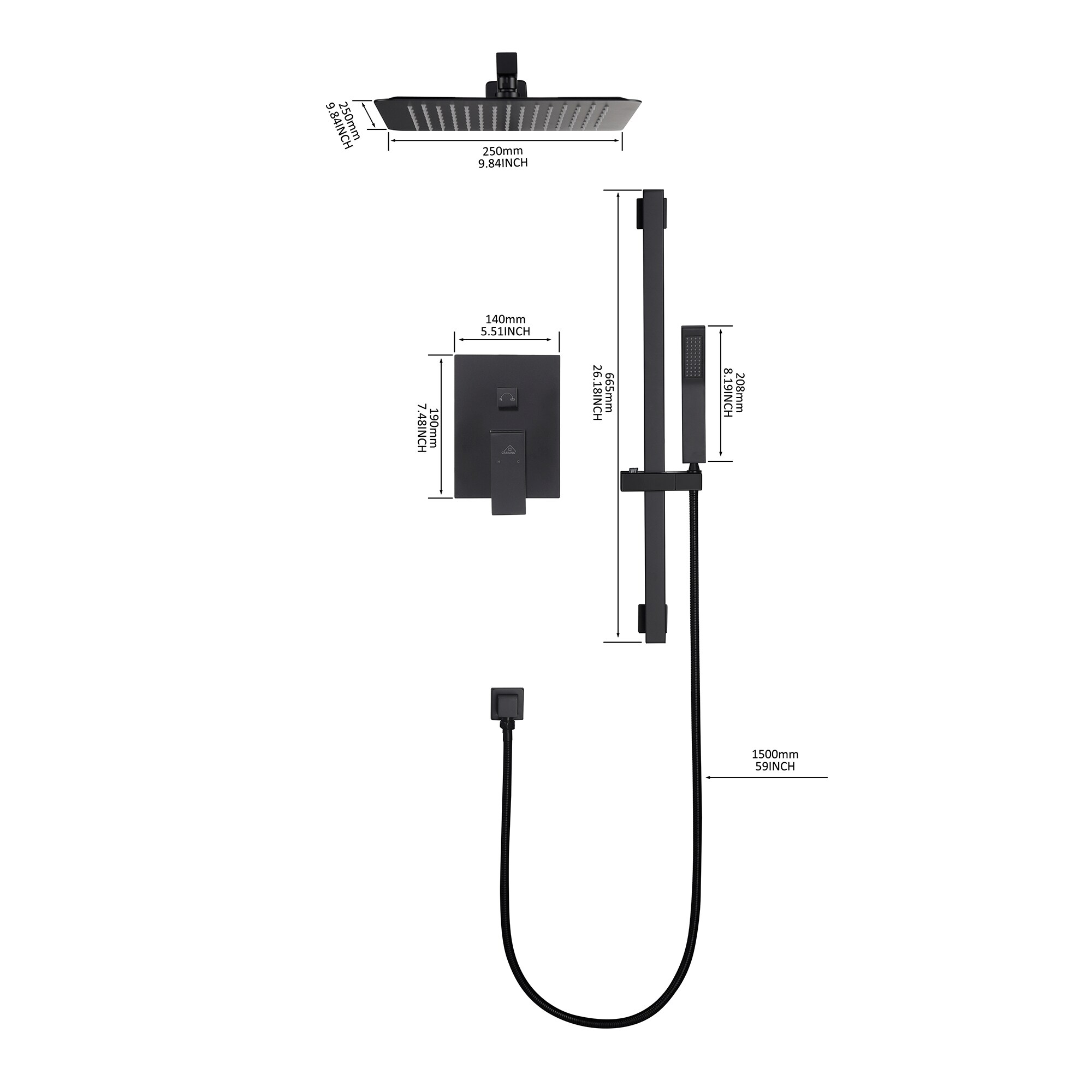 CASAINC CASA02BN-10 Showerhead-Bar-Panels - View #3